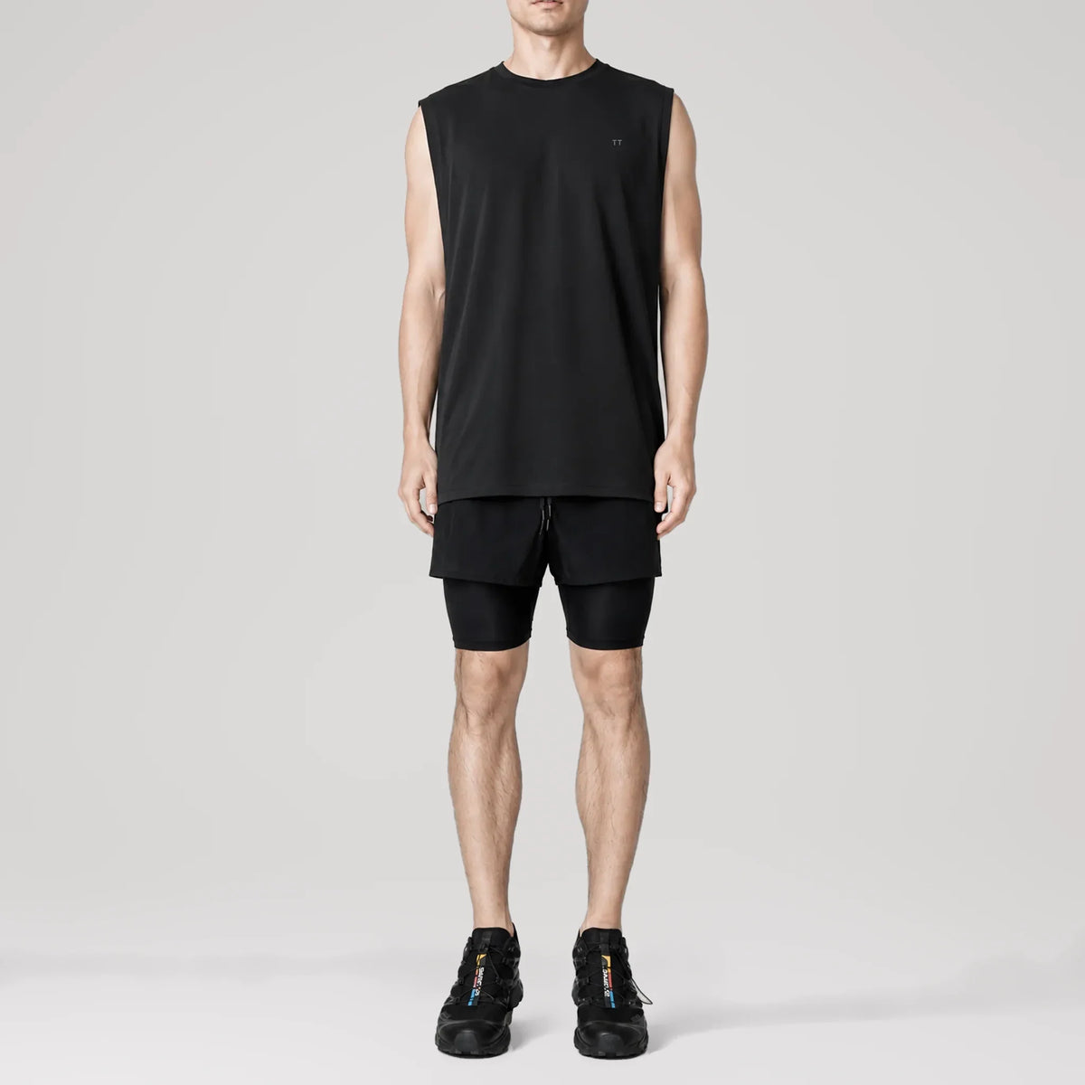 Renew Black Performance Sleeveless Tee, front view