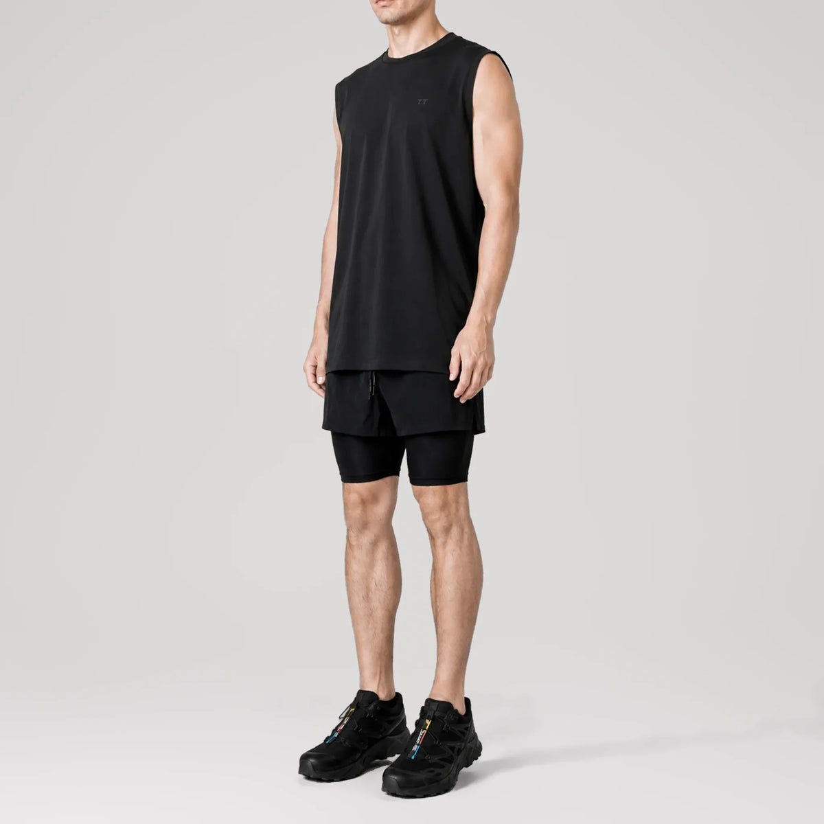 Renew Black Performance Sleeveless Tee, side view