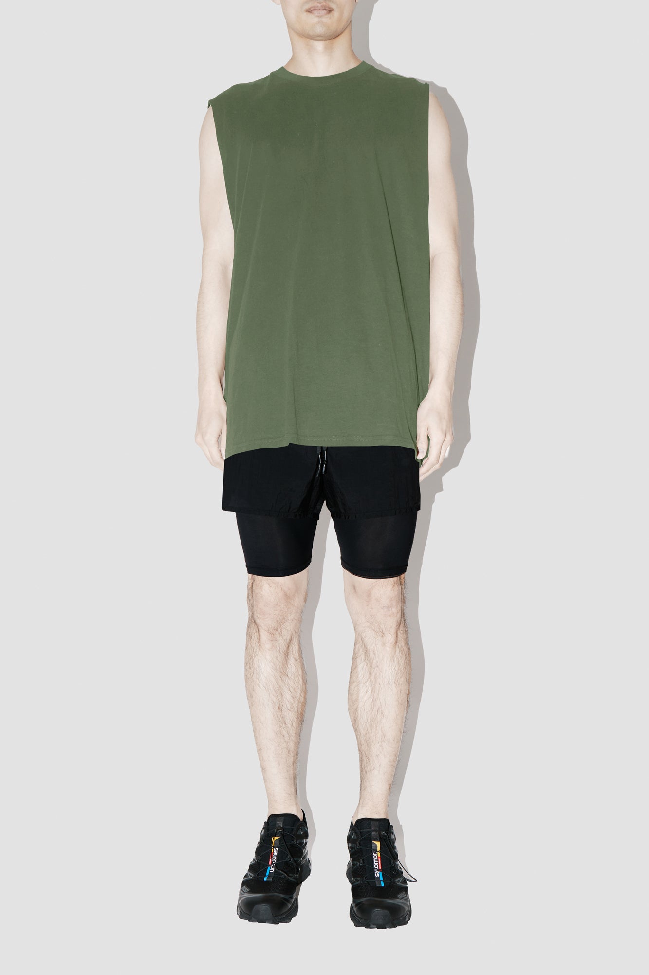 Olive Sleeveless T-Shirt