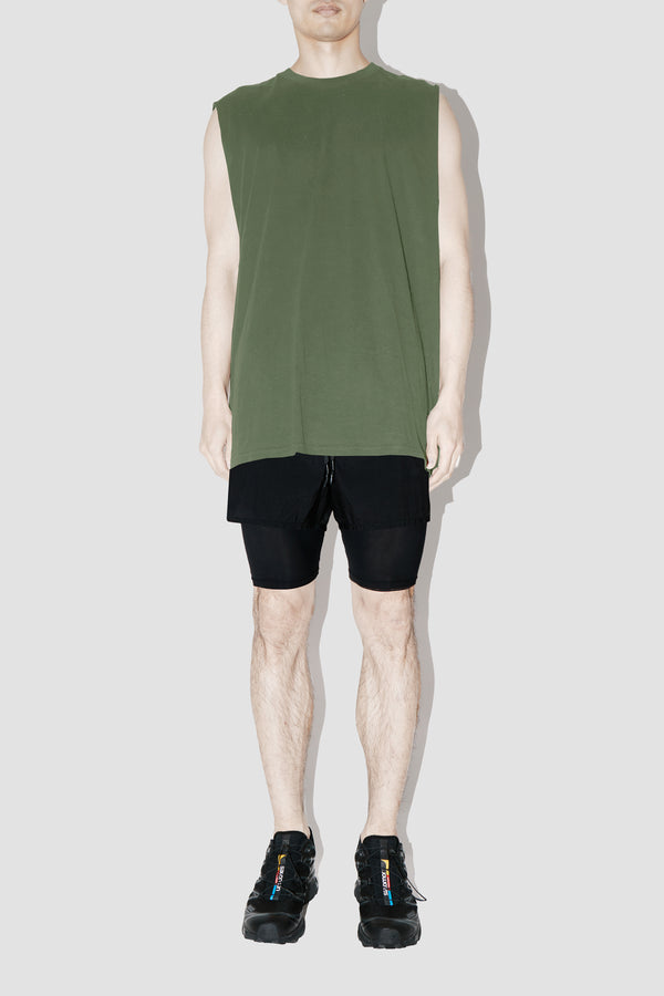 Olive Sleeveless T-Shirt