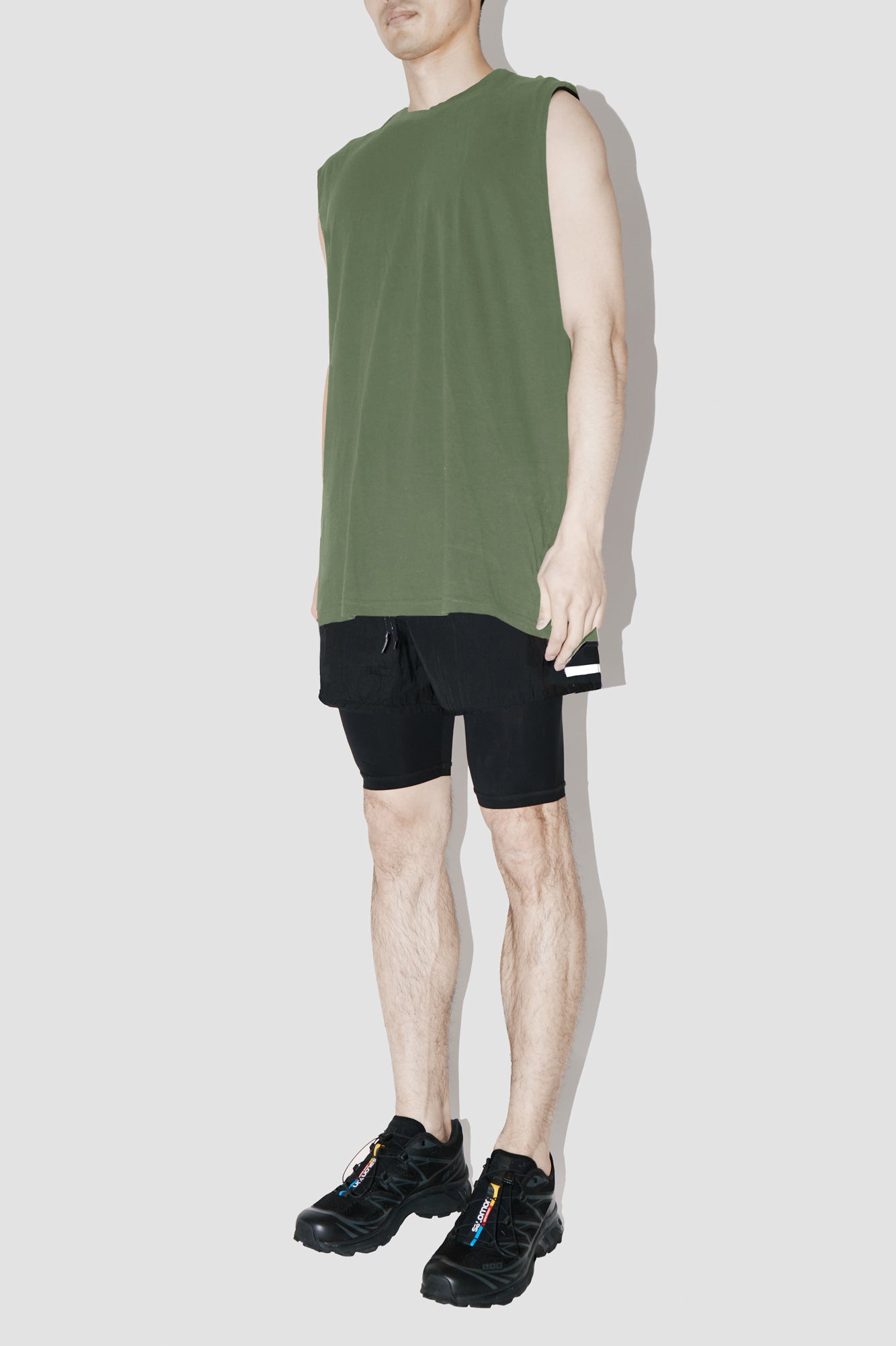 Olive Sleeveless T-Shirt