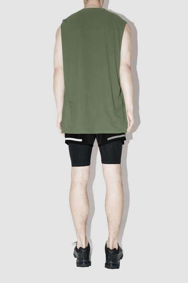 Olive Sleeveless T-Shirt