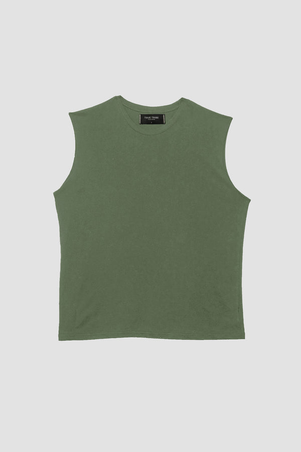 Olive Sleeveless T-Shirt