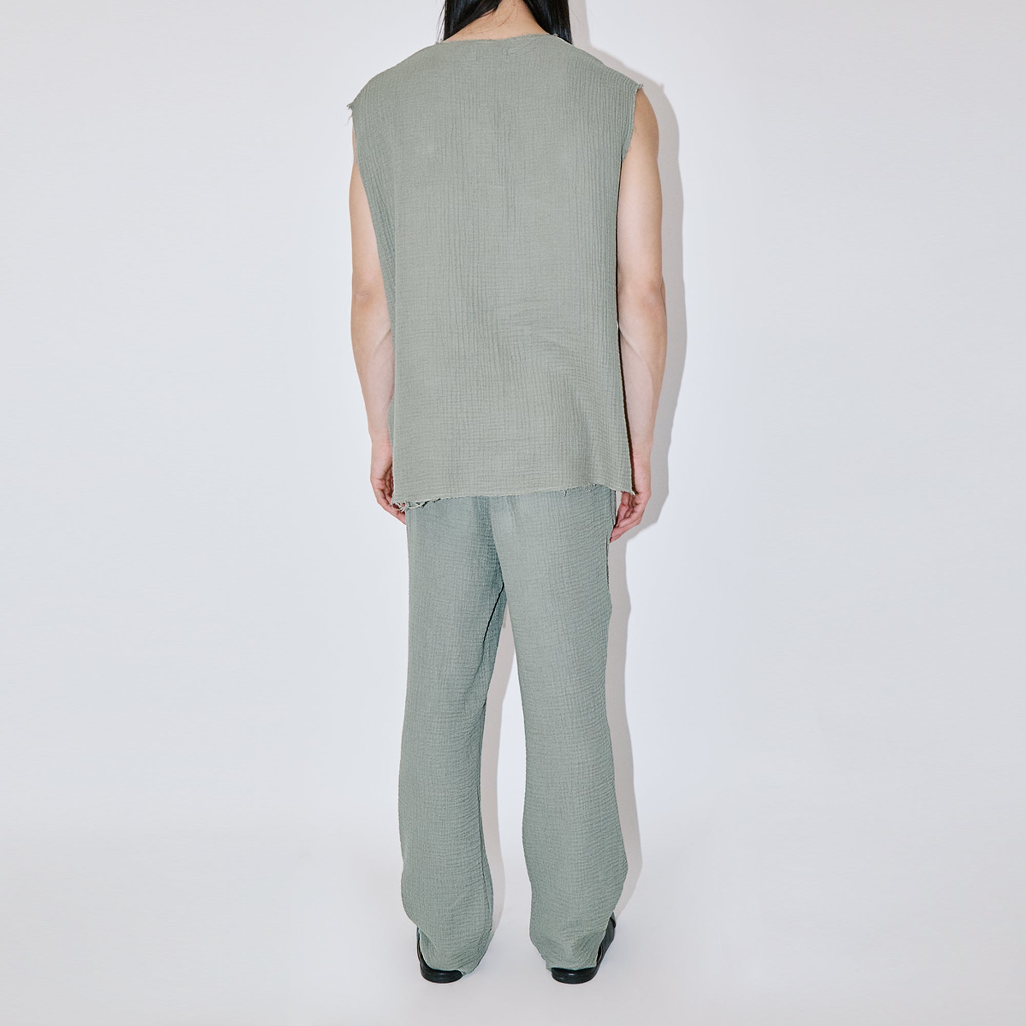 AngelWeave Almond Green Gauze Sleeveless T-Shirt