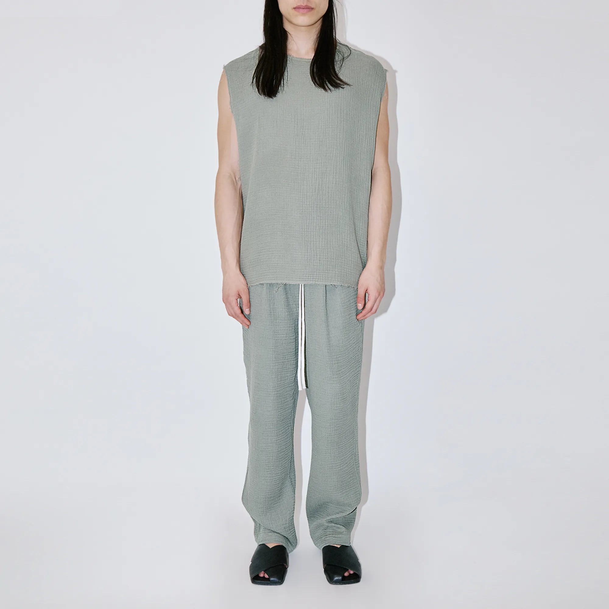 AngelWeave Almond Green Gauze Sleeveless T-Shirt
