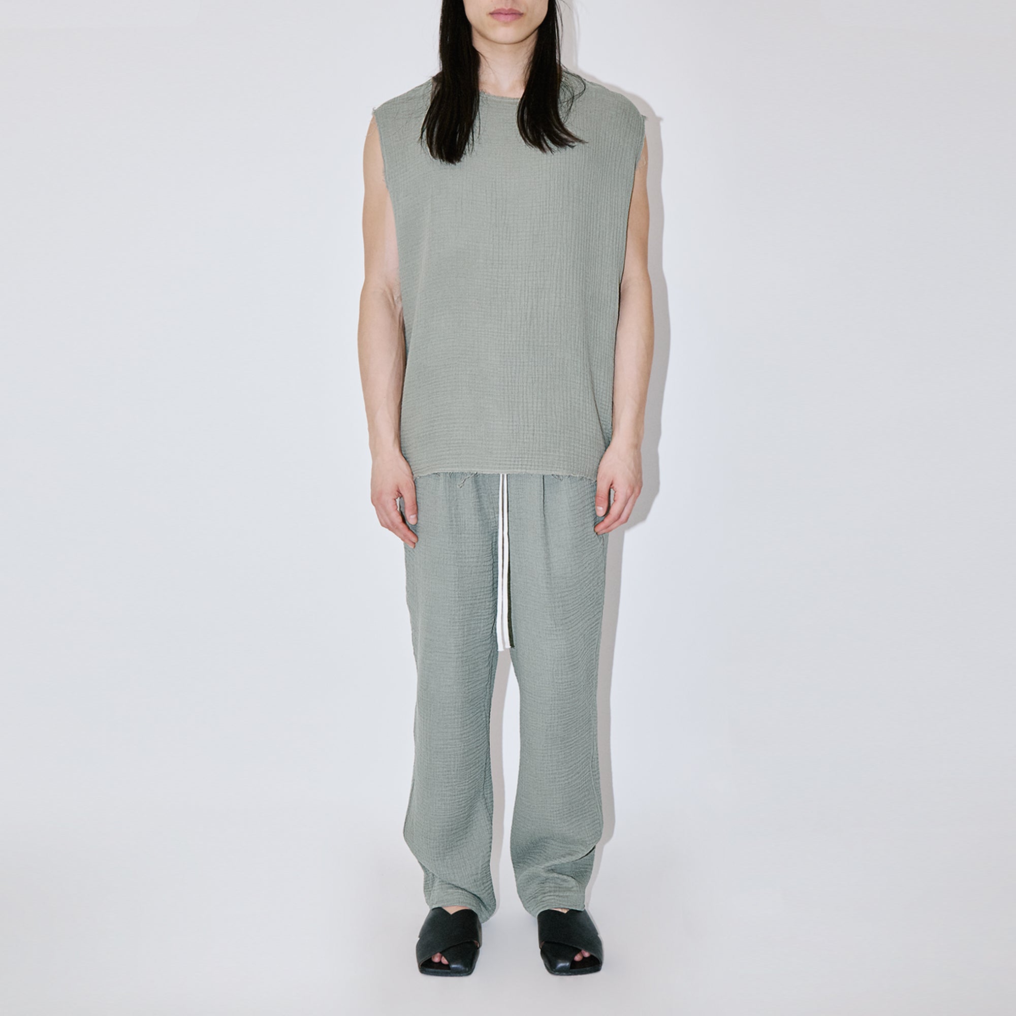 AngelWeave Almond Green Gauze Sleeveless T-Shirt