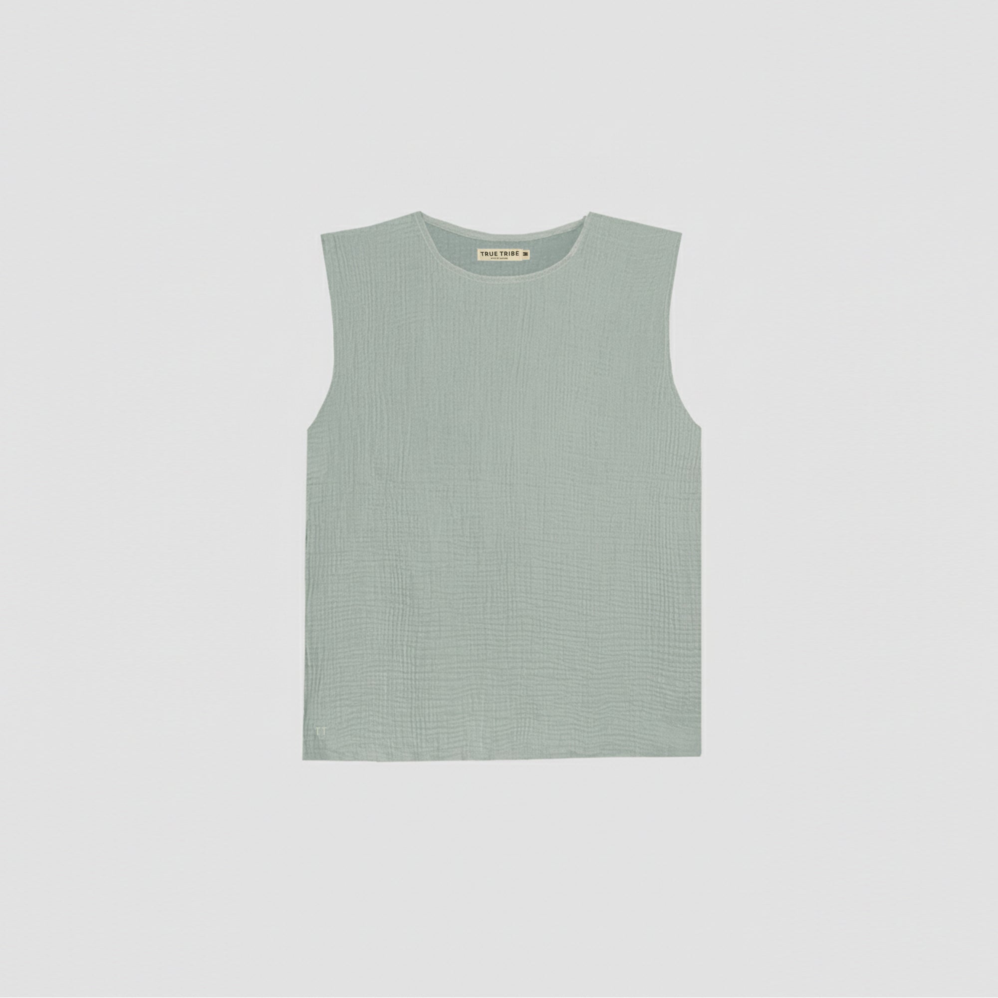 AngelWeave Almond Green Gauze Sleeveless T-Shirt