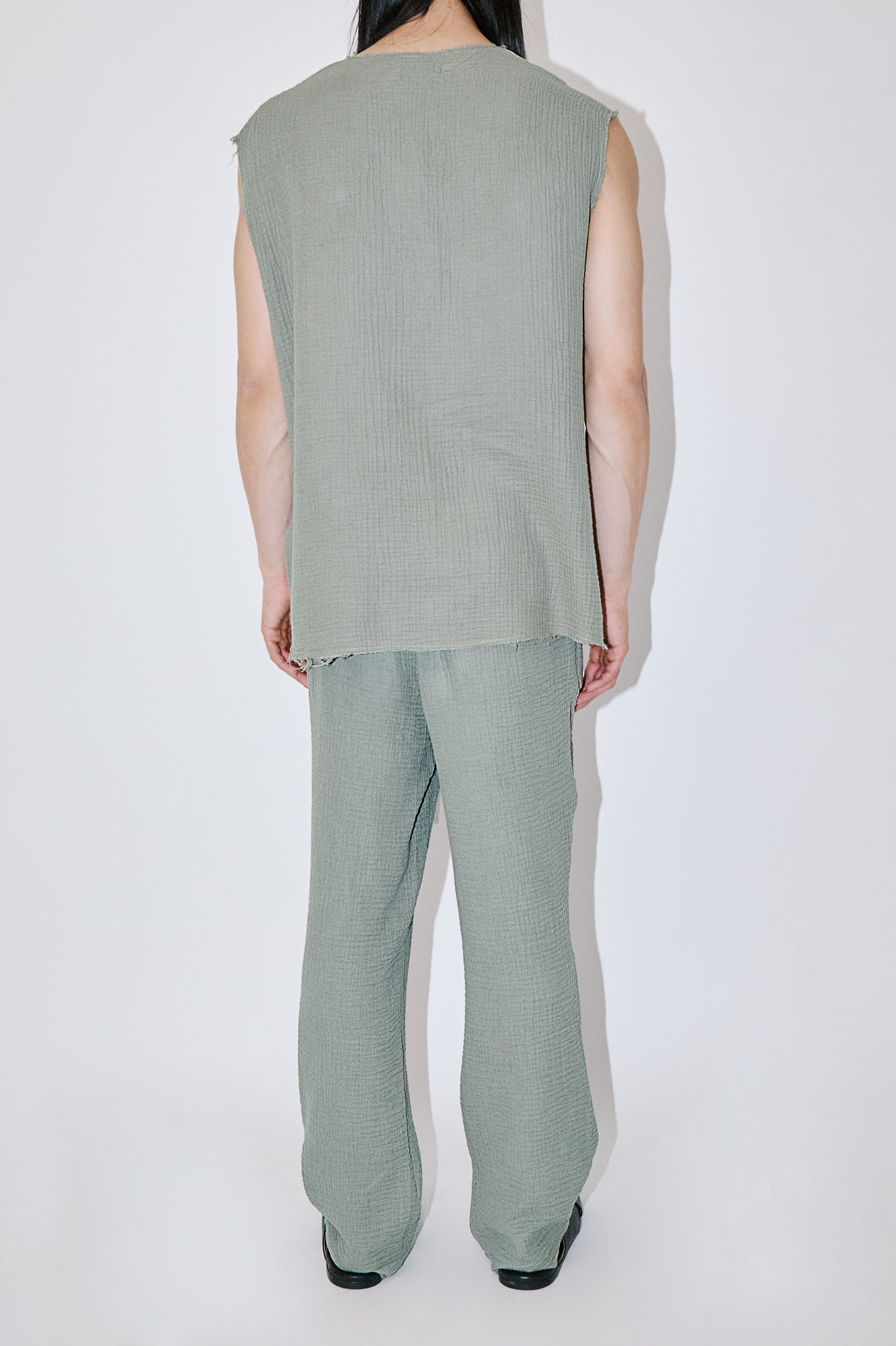 AngelWeave Almond Green Gauze Sleeveless T-Shirt
