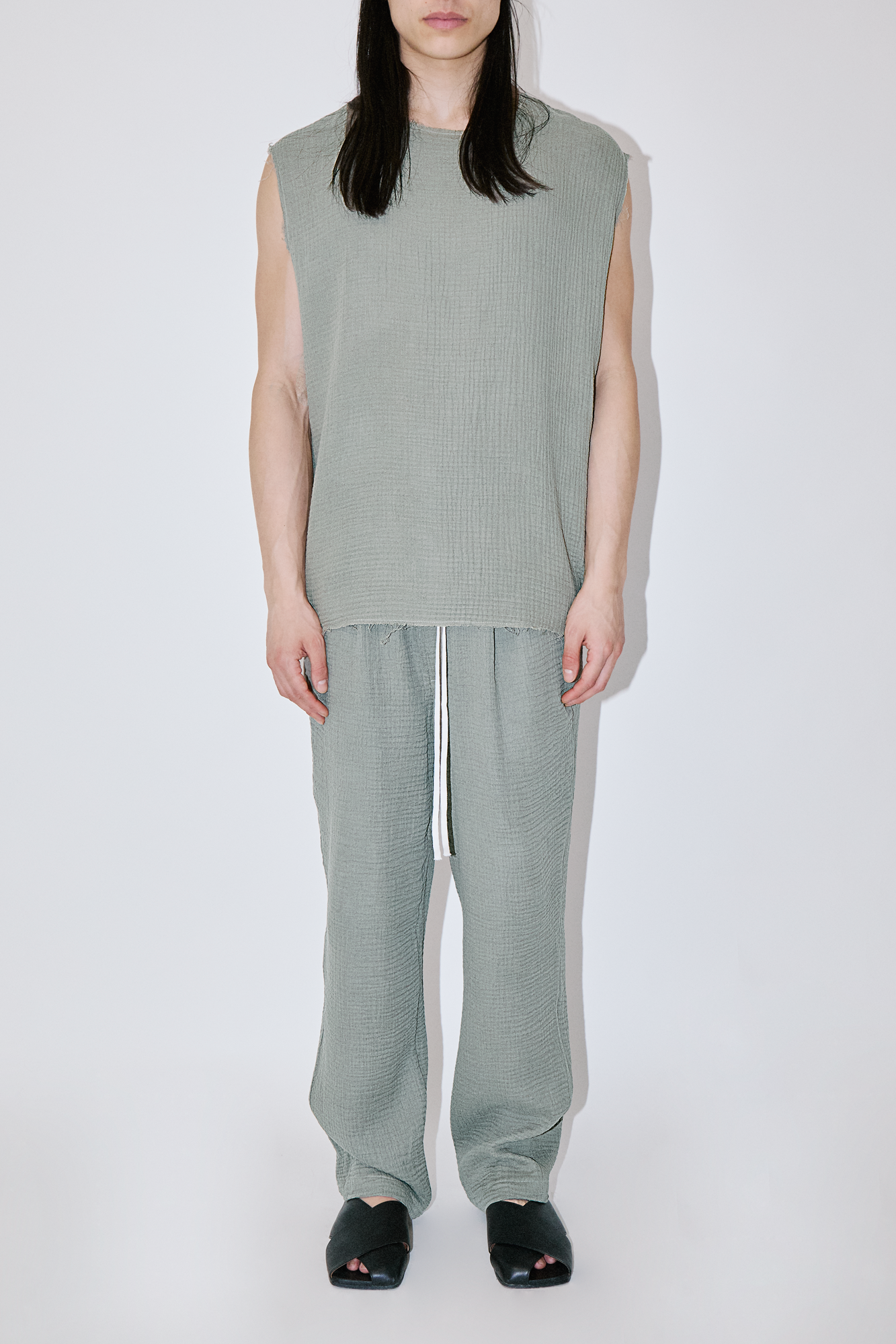 AngelWeave Almond Green Gauze Sleeveless T-Shirt