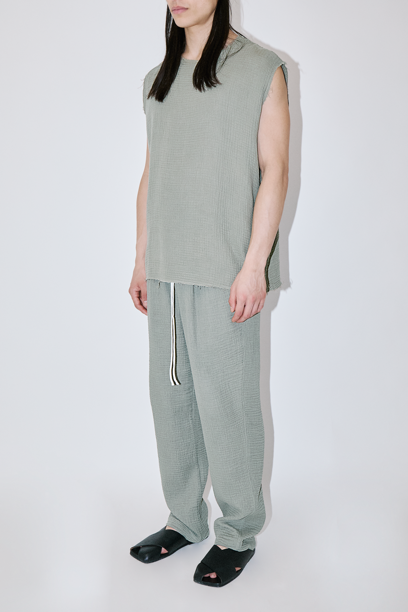 AngelWeave Almond Green Gauze Sleeveless T-Shirt