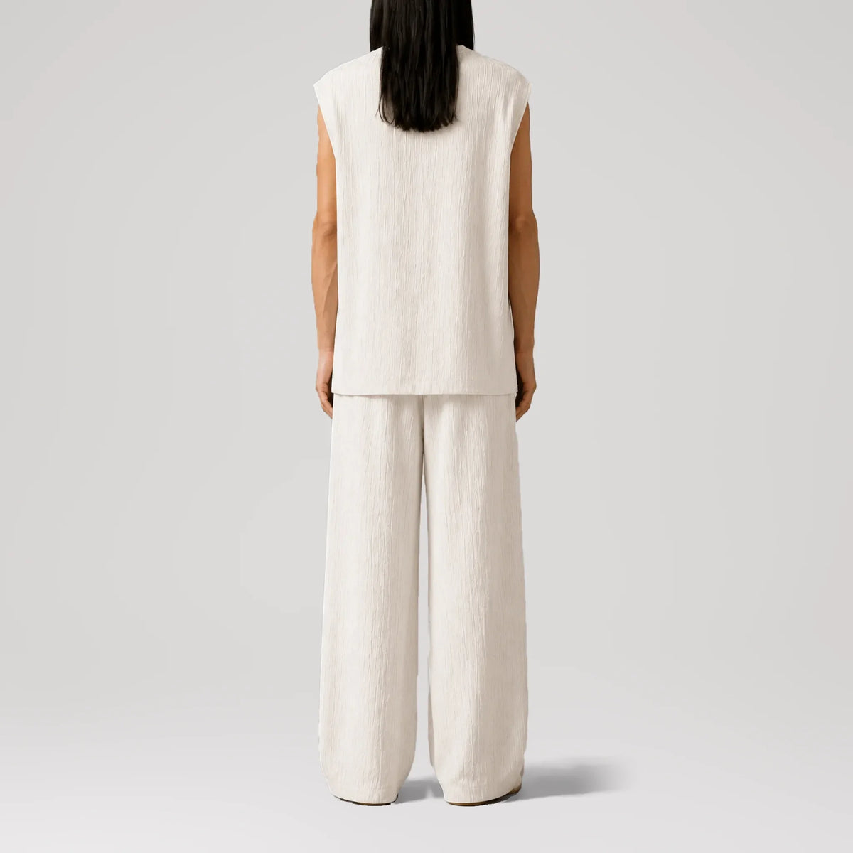 AngelWeave Ivory Gauze Sleeveless T-Shirt, back view