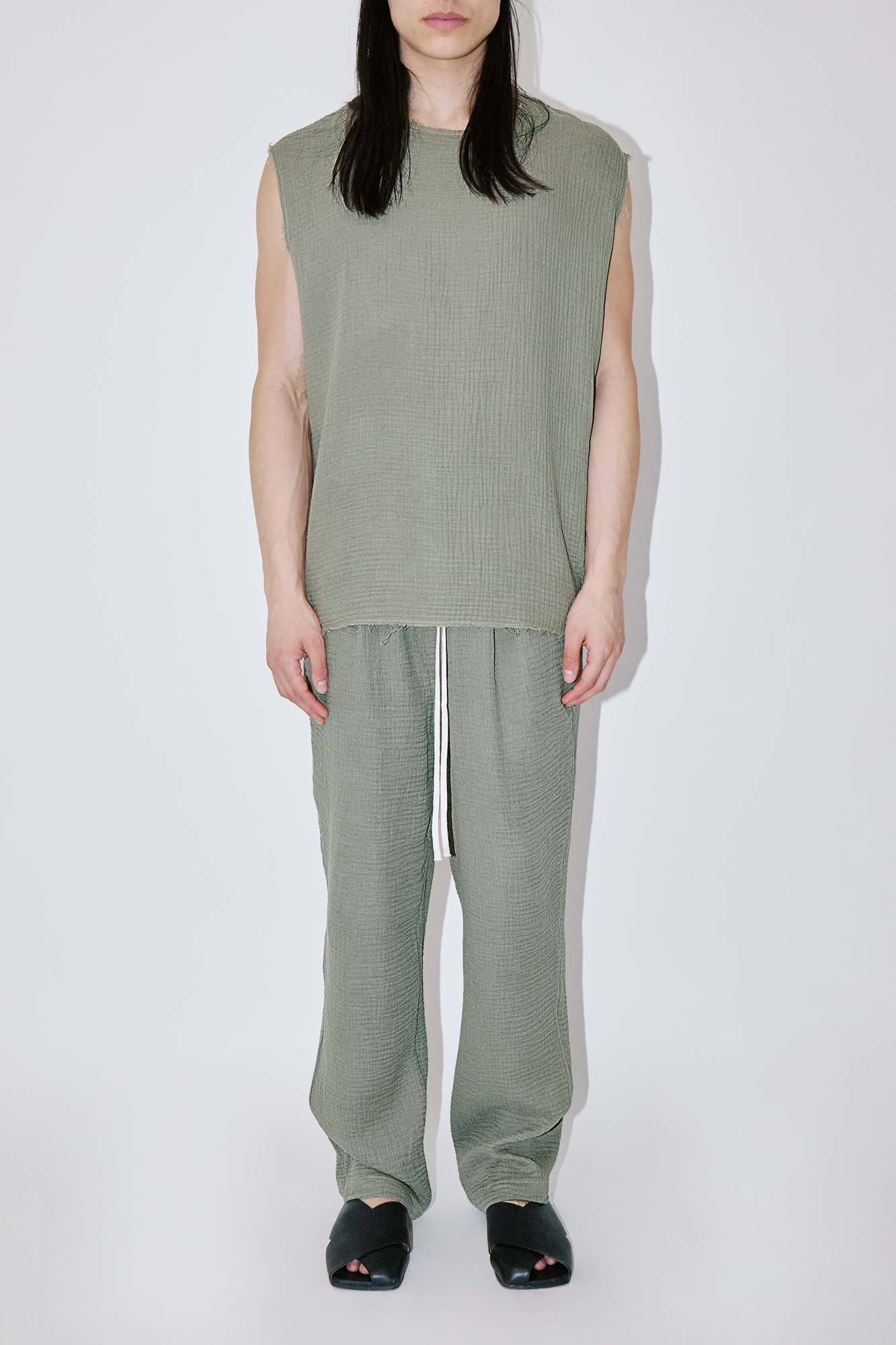 AngelWeave Khaki Gauze Sleeveless T-Shirt