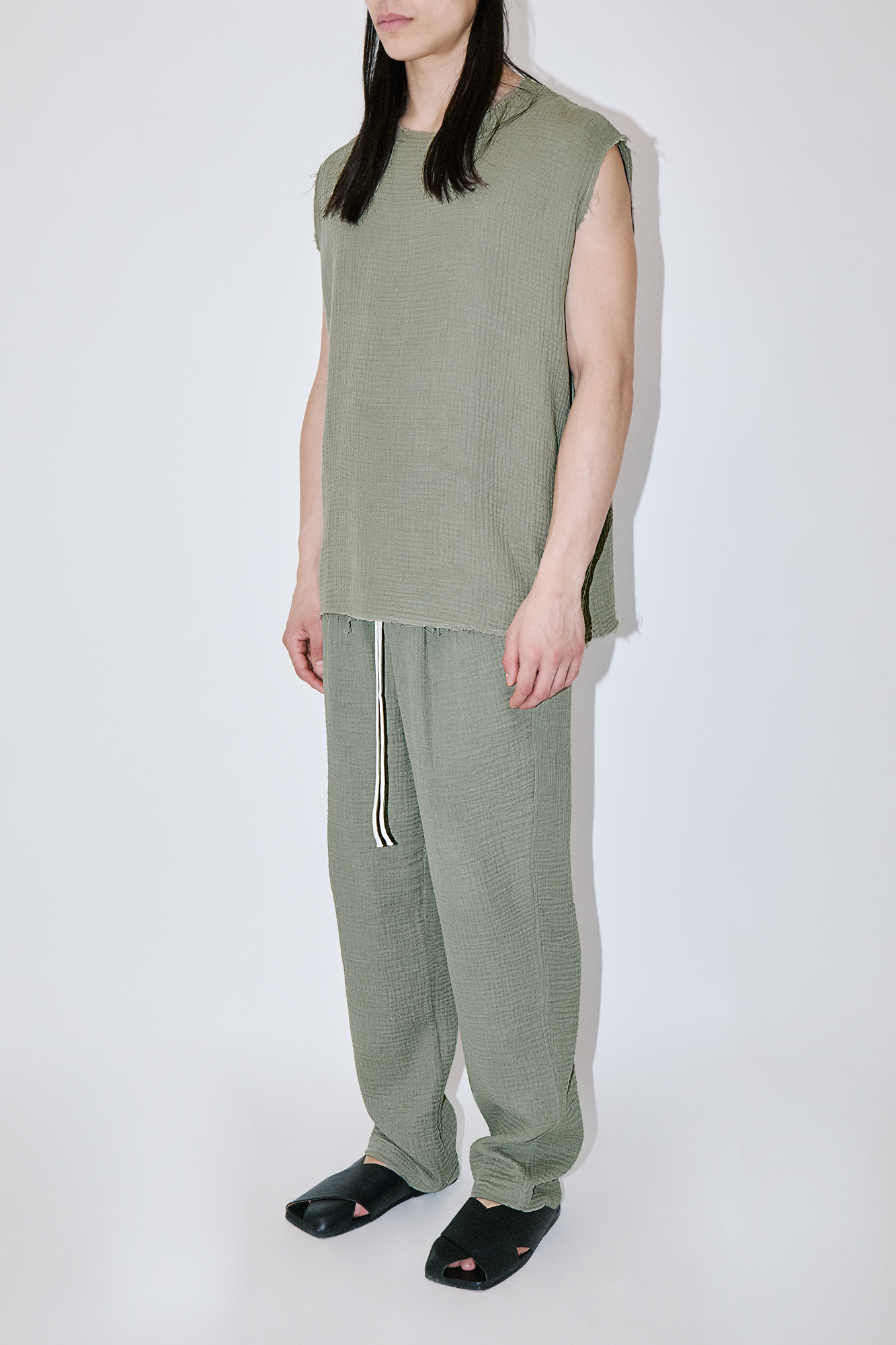 AngelWeave Khaki Gauze Sleeveless T-Shirt