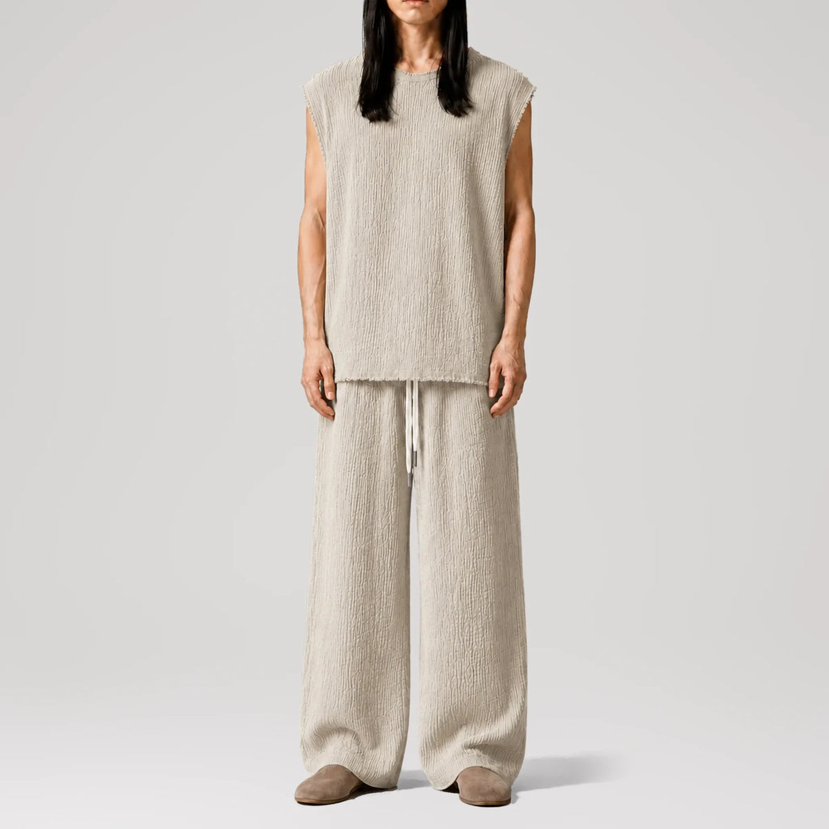 AngelWeave Sand Gauze Sleeveless T-Shirt, front view