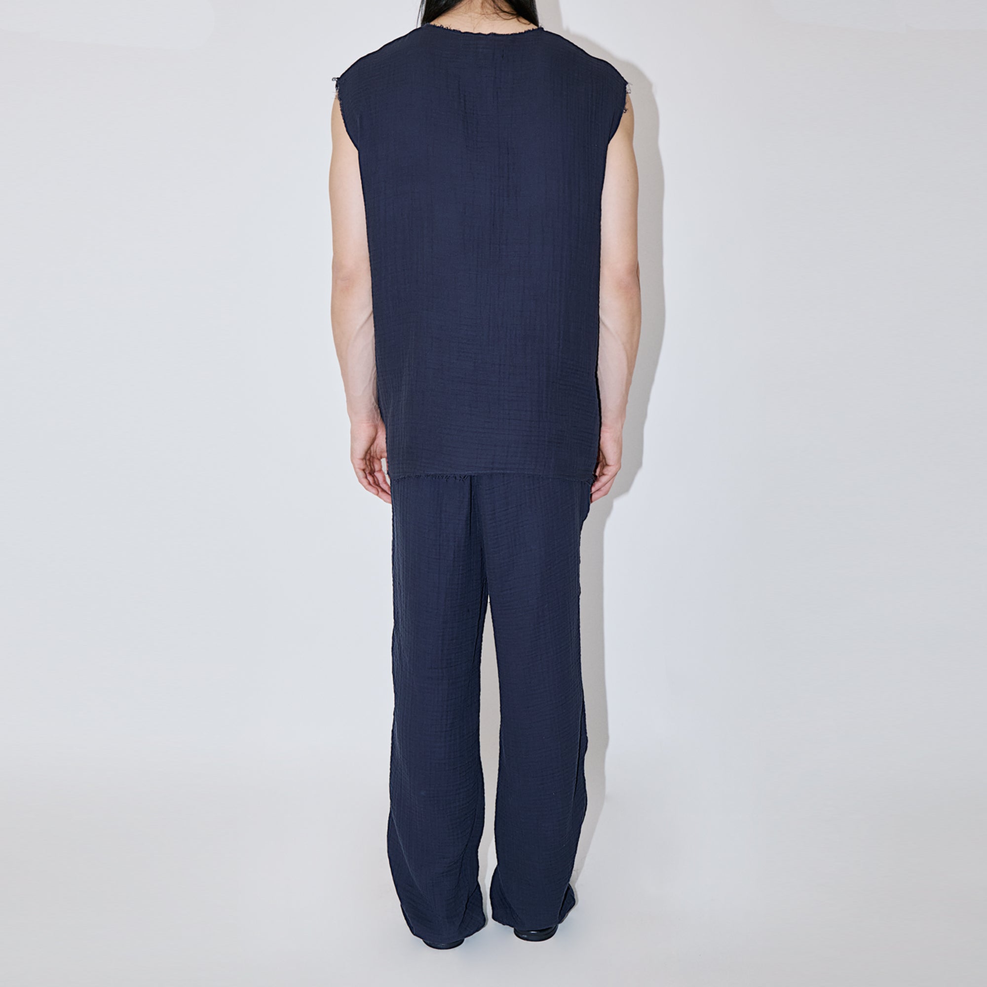 AngelWeave Dark Navy Gauze Sleeveless T-Shirt