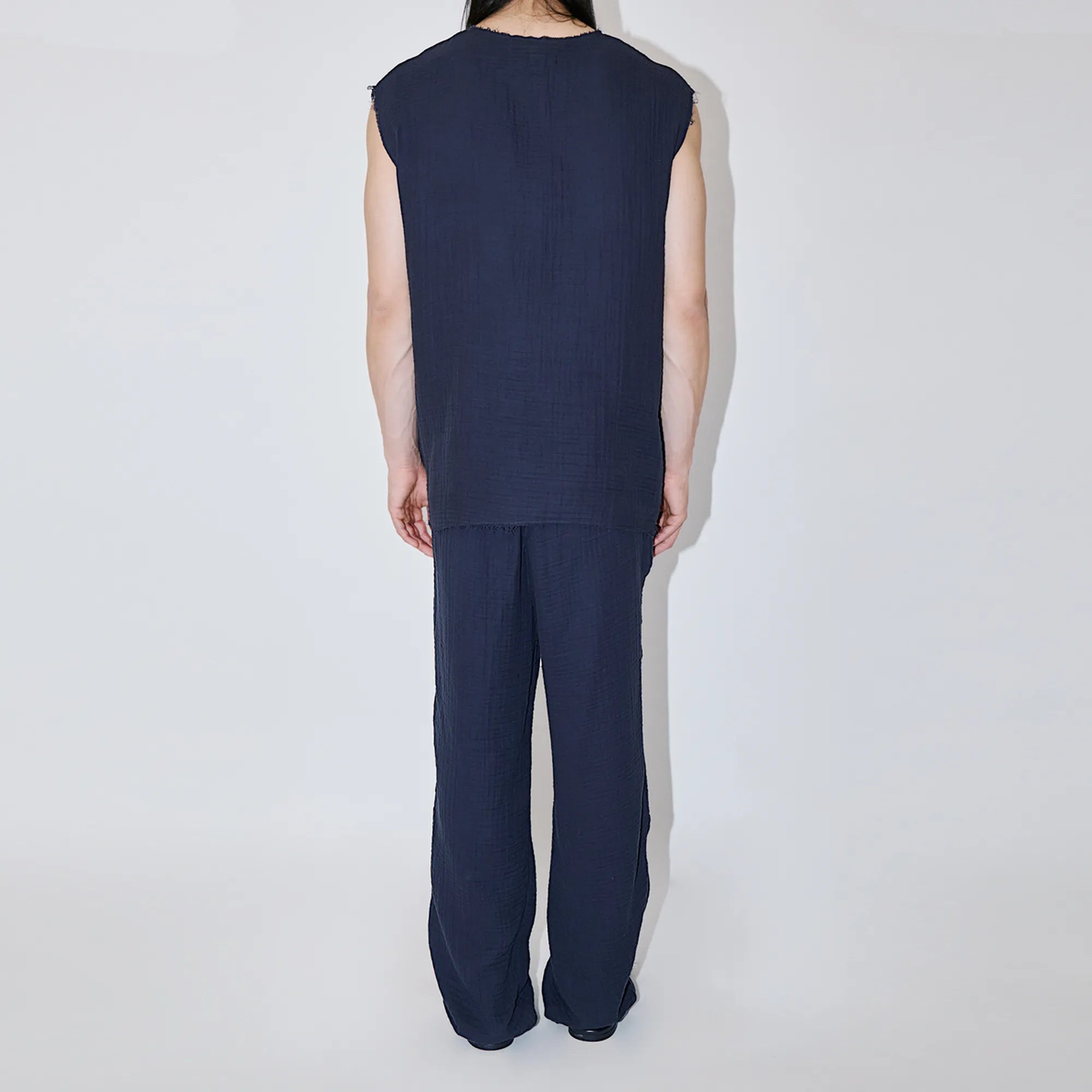 AngelWeave Dark Navy Gauze Sleeveless T-Shirt