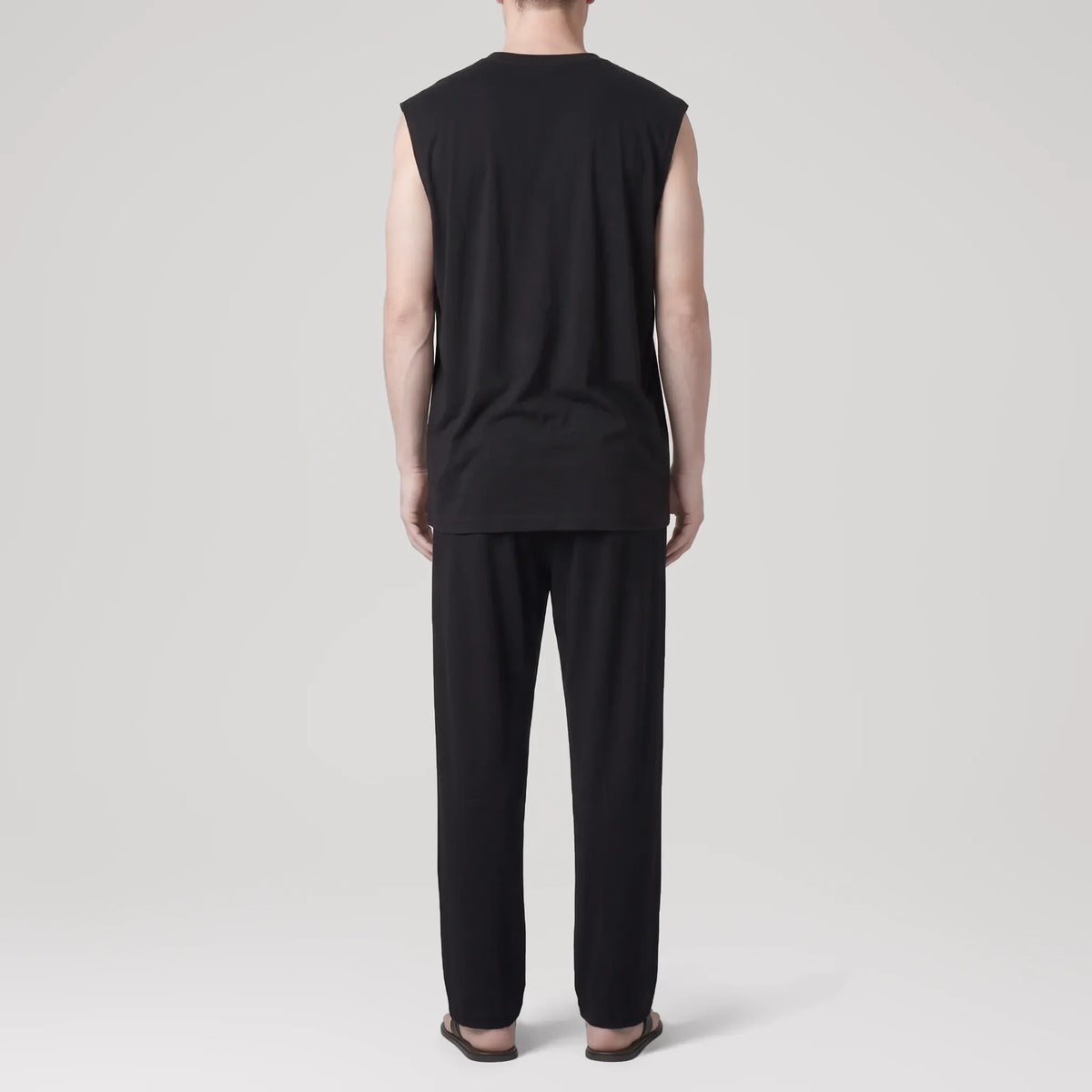 ElevaPima Black Sleeveless Tee, back view