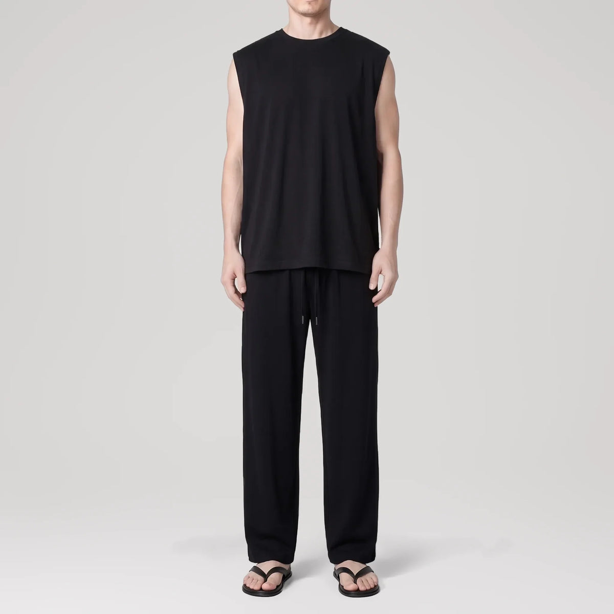 ElevaPima Black Sleeveless Tee, front view