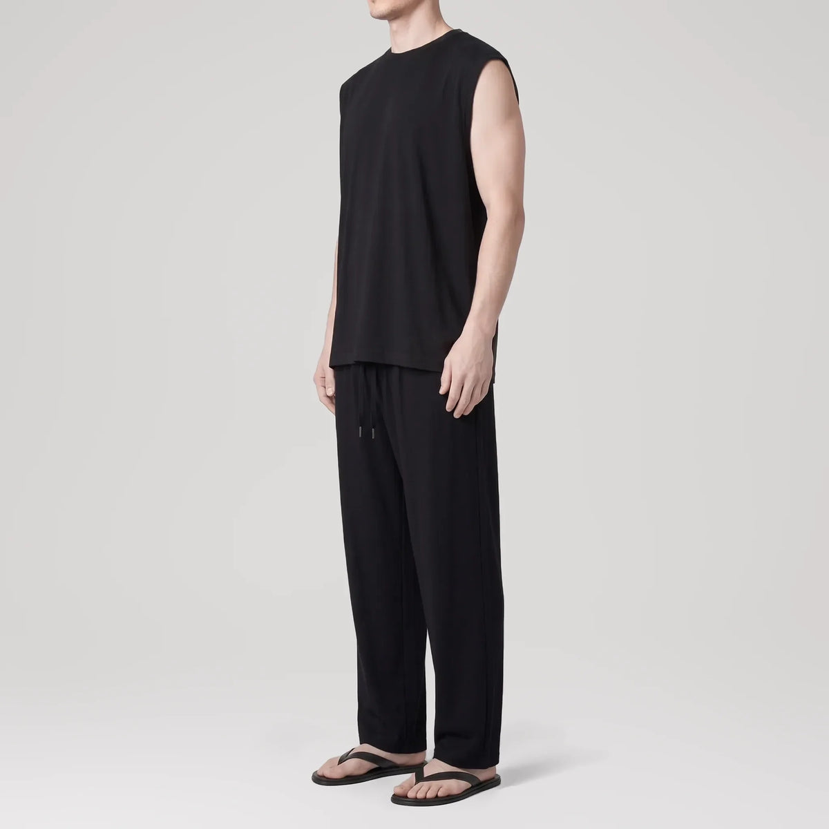 ElevaPima Black Sleeveless Tee, side view