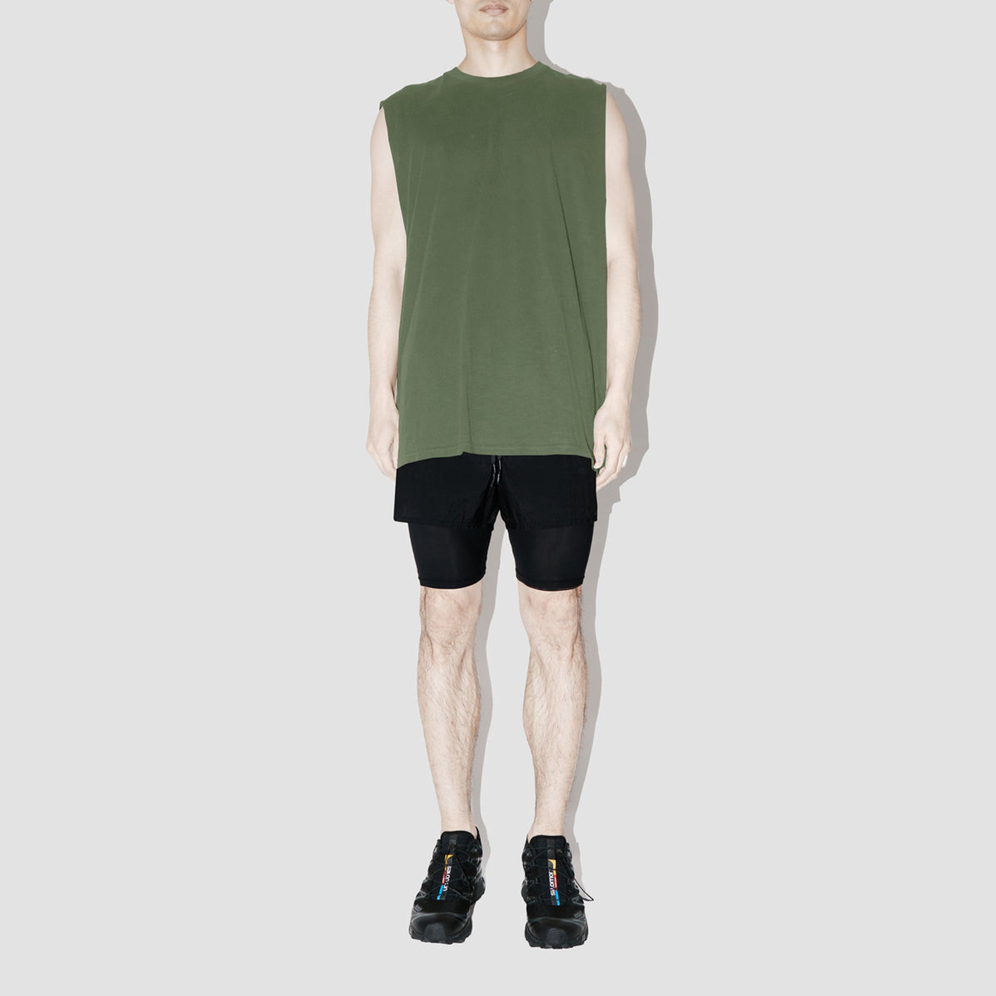 Combed Olive Sleeveless T-Shirt