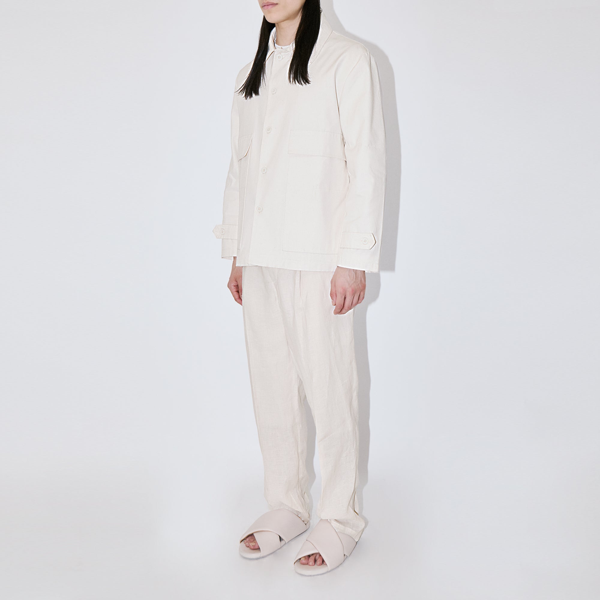 Ivory Canvas Overshirt Jacket