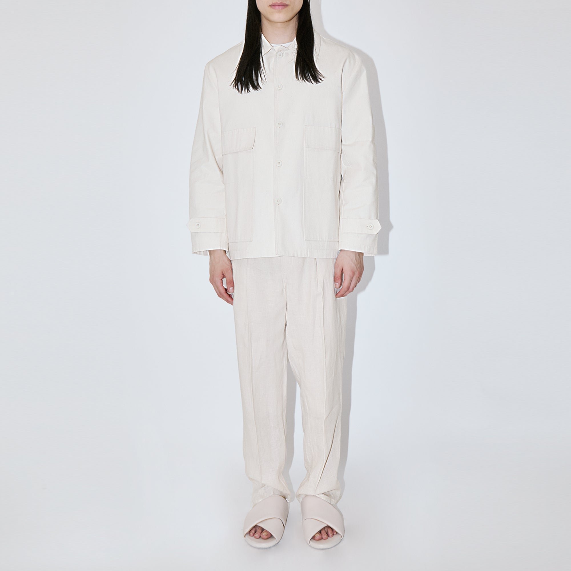 Ivory Canvas Overshirt Jacket