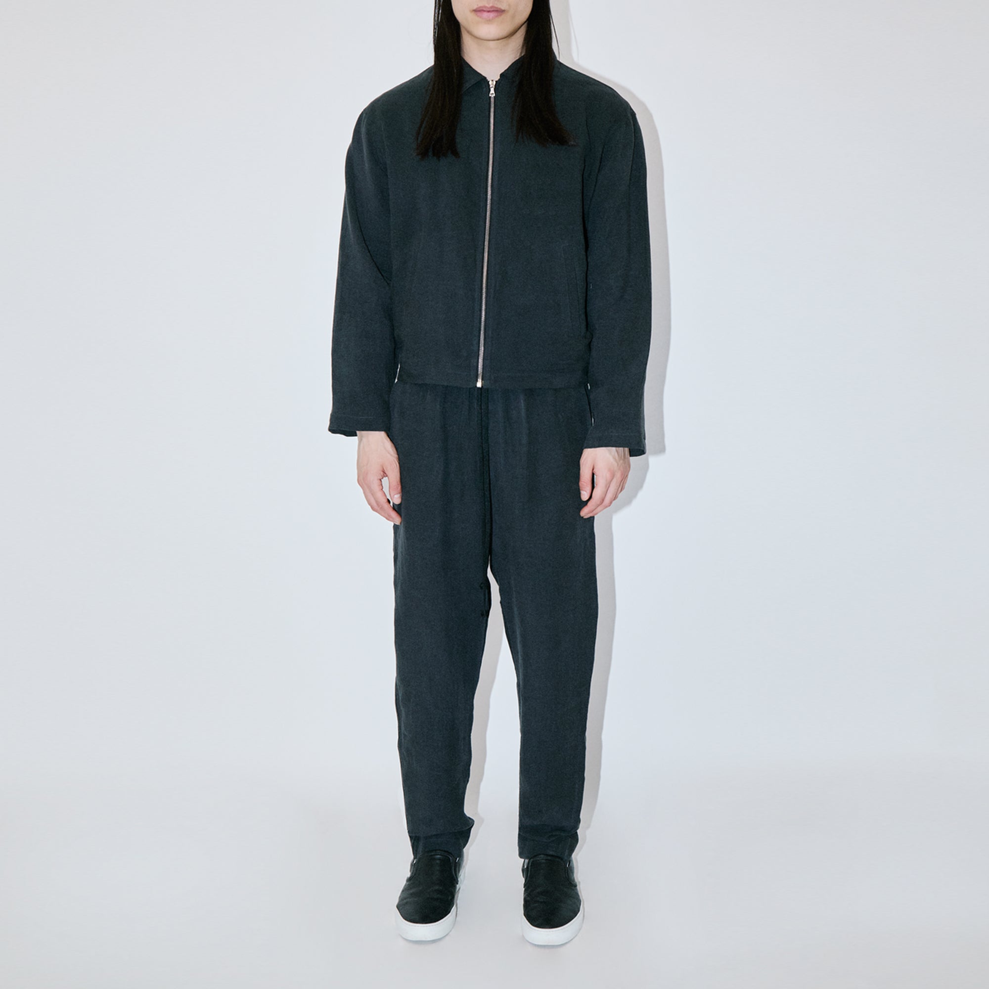 TerraLinen Black Zip Overshirt