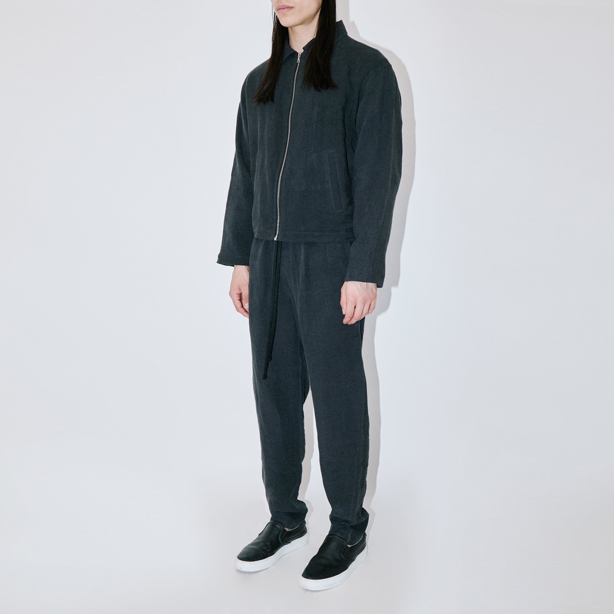 TerraLinen Black Zip Overshirt