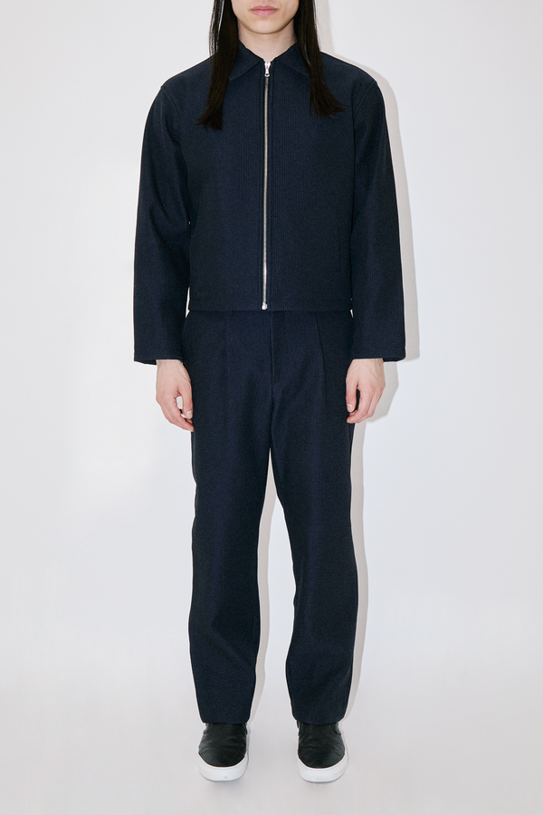 Navy Pipe Zip Overshirt