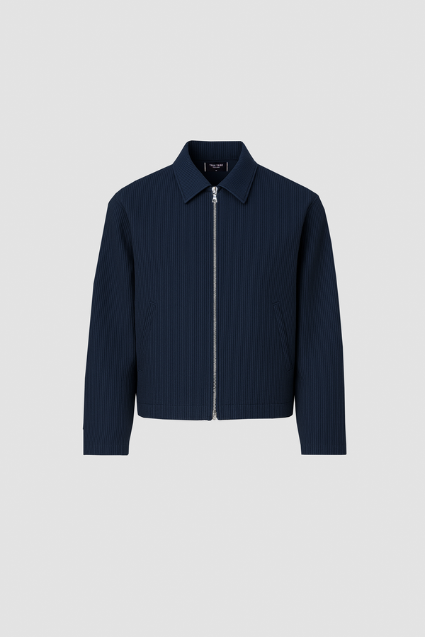 Navy Pipe Zip Overshirt