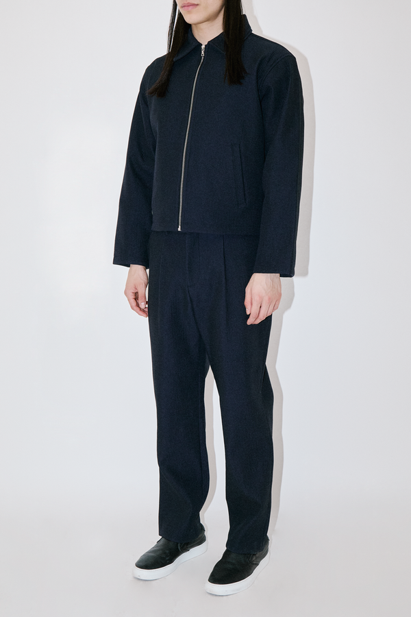 Navy Pipe Zip Overshirt