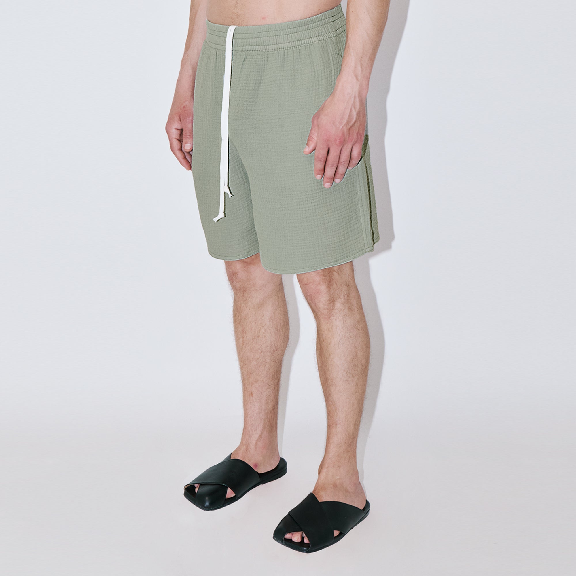AngelWeave Khaki Gauze Lounge Shorts