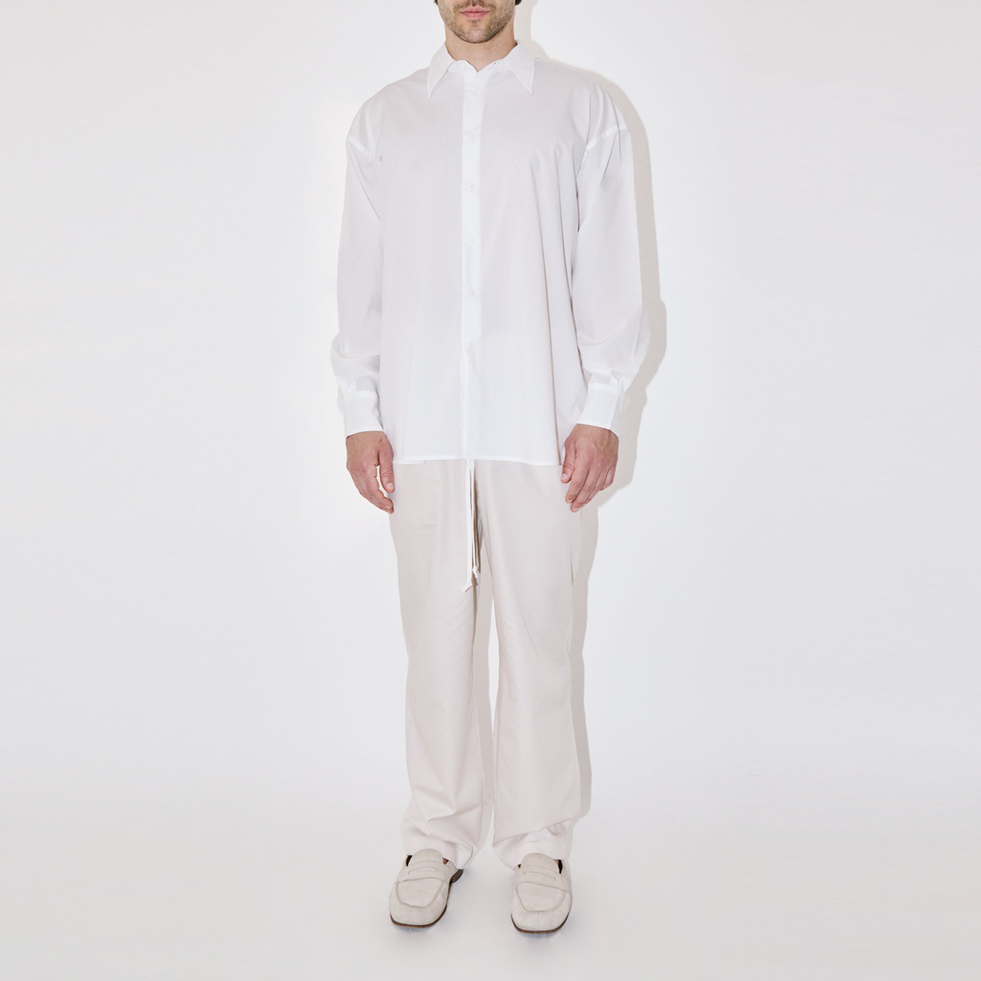 SmoothWeave White Micro Twill Oversized Shirt