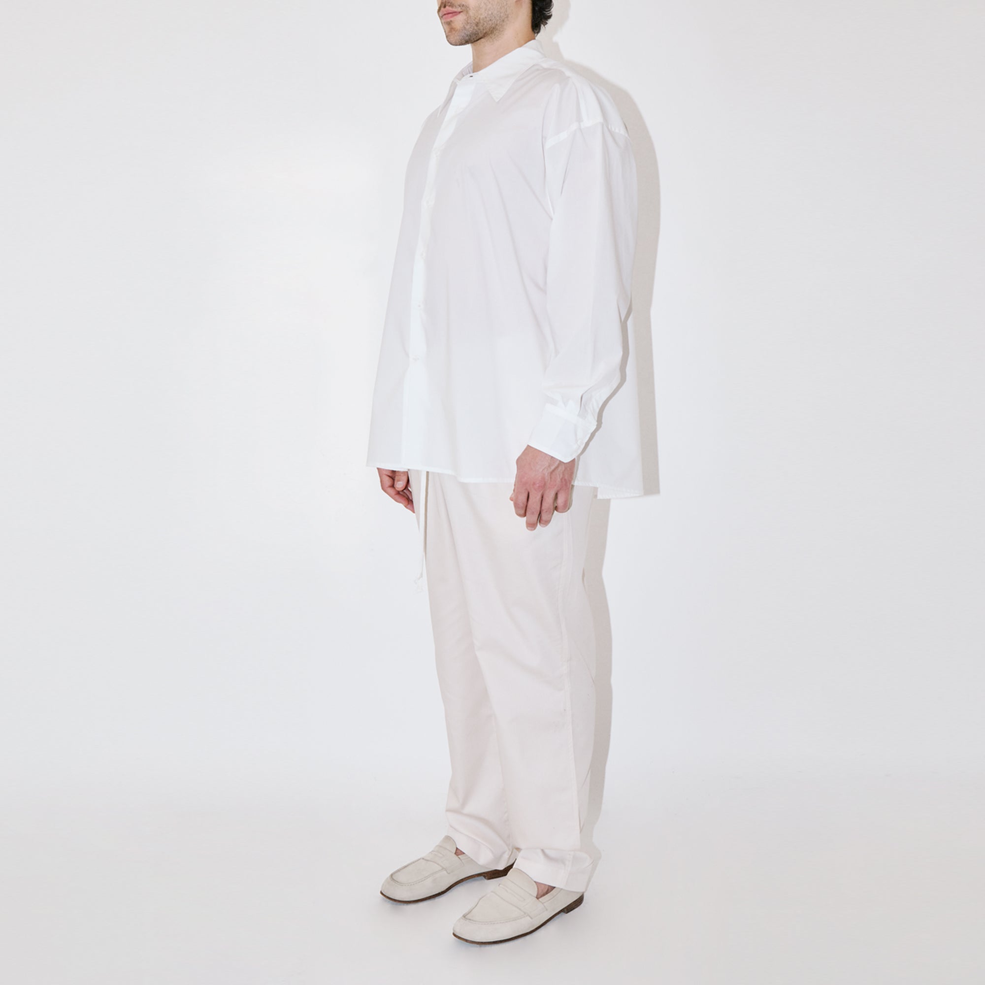 SmoothWeave White Micro Twill Oversized Shirt