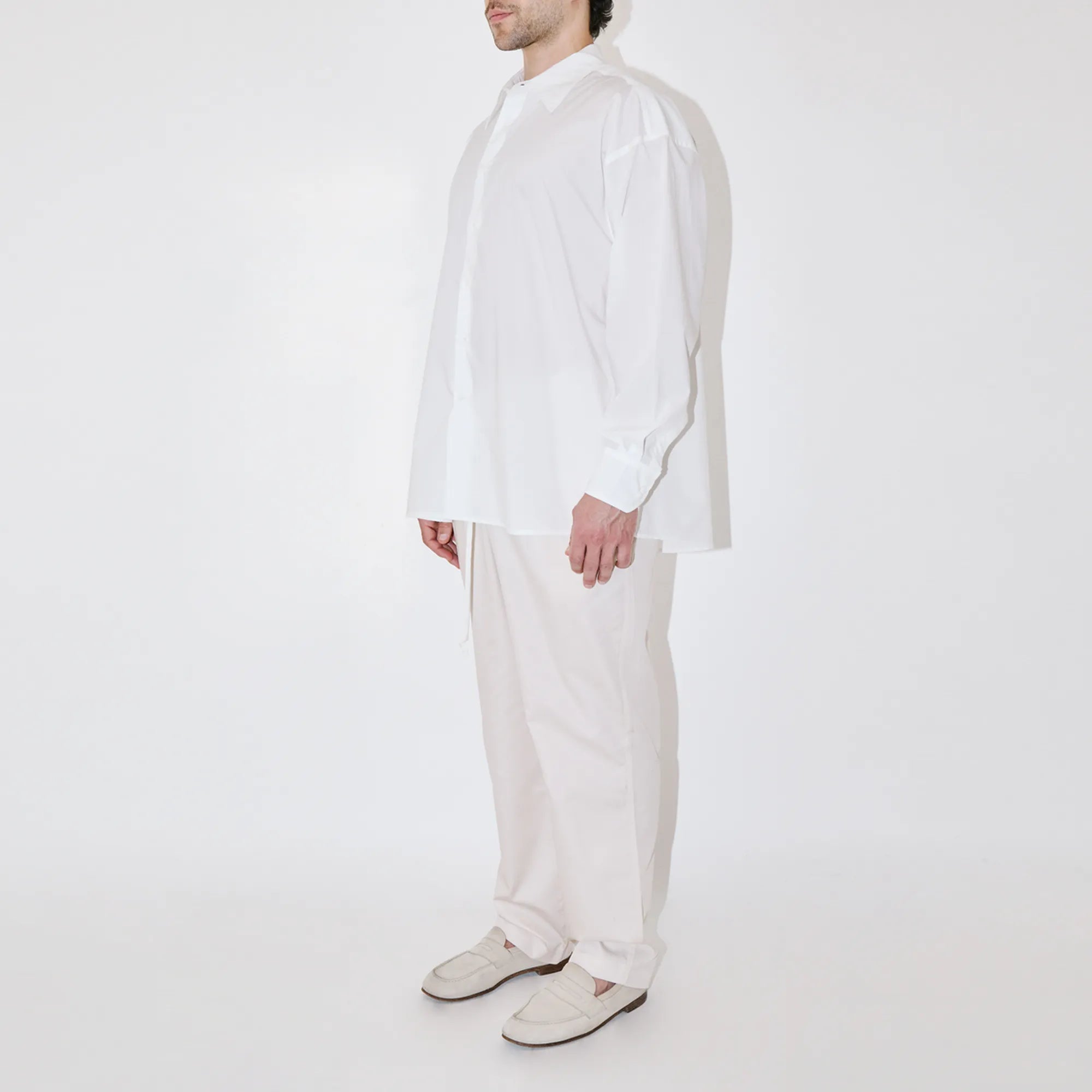 SmoothWeave White Micro Twill Oversized Shirt