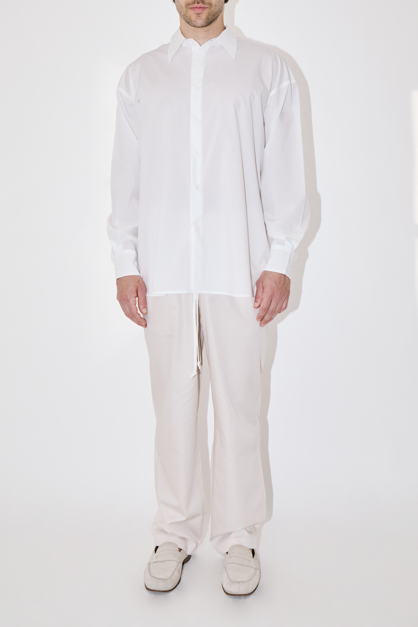 SmoothWeave White Micro Twill Oversized Shirt