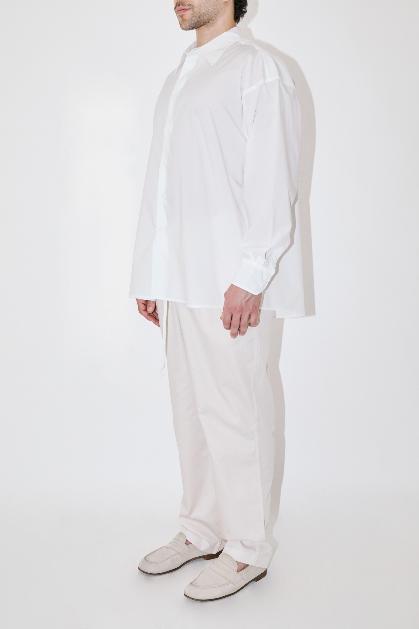 SmoothWeave White Micro Twill Oversized Shirt
