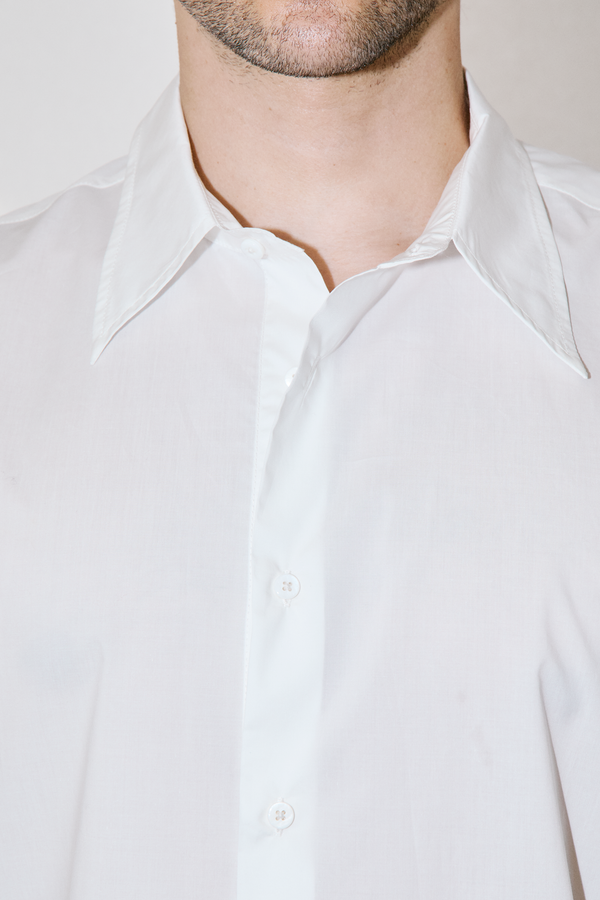SmoothWeave White Micro Twill Oversized Shirt