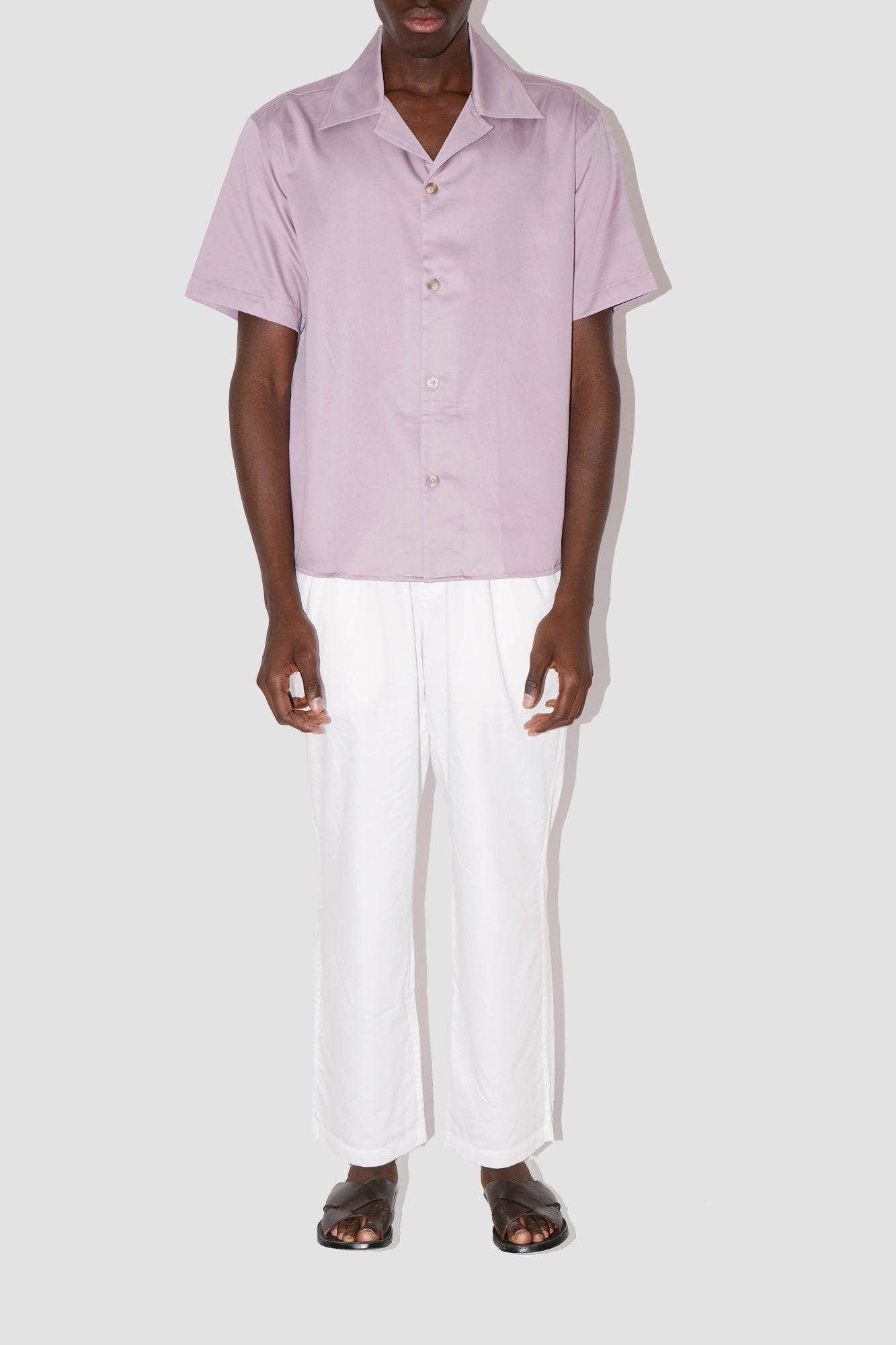 GizaFine Lavender Satin Resort Shirt