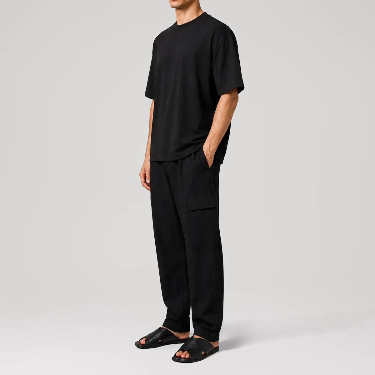 ElevaPima Black Oversized T-Shirt, side view