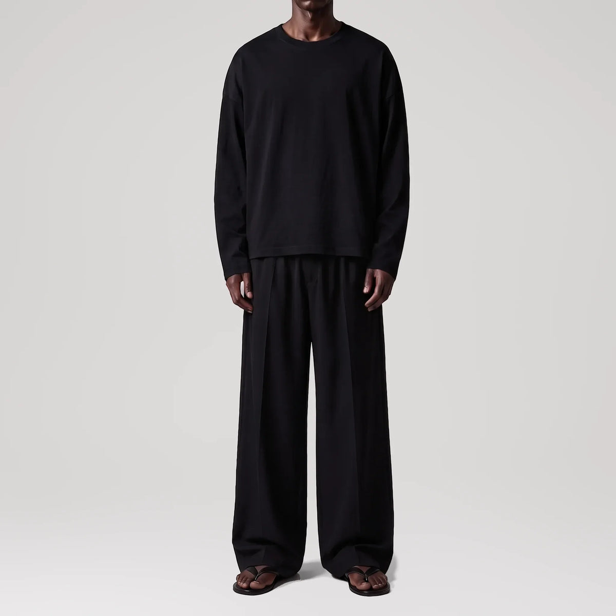 ElevaPima Black Oversized Long Sleeve T-Shirt, front view