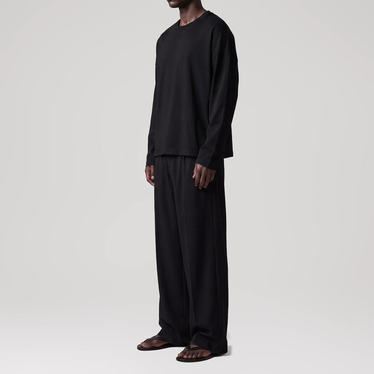 ElevaPima Black Oversized Long Sleeve T-Shirt, side view