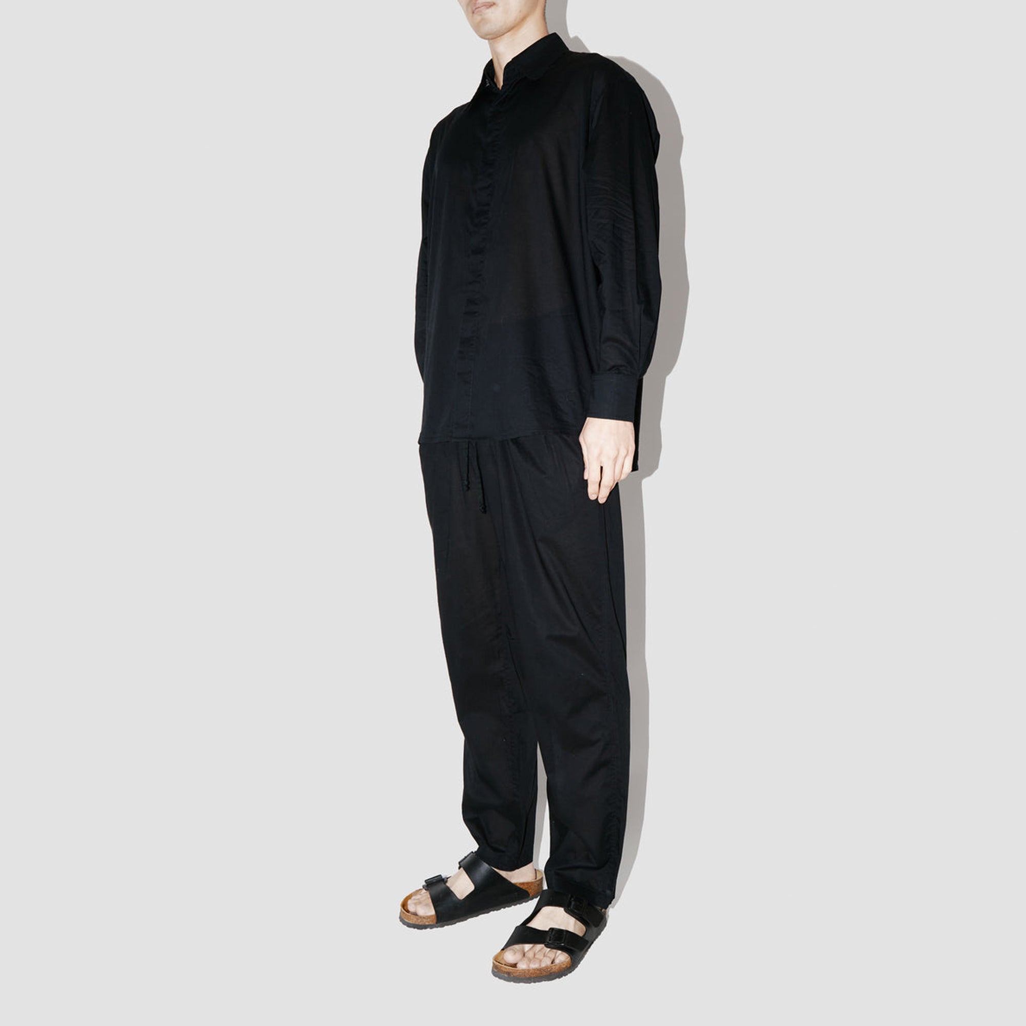 BreathAir Black Cotton Voile Oversized Shirt