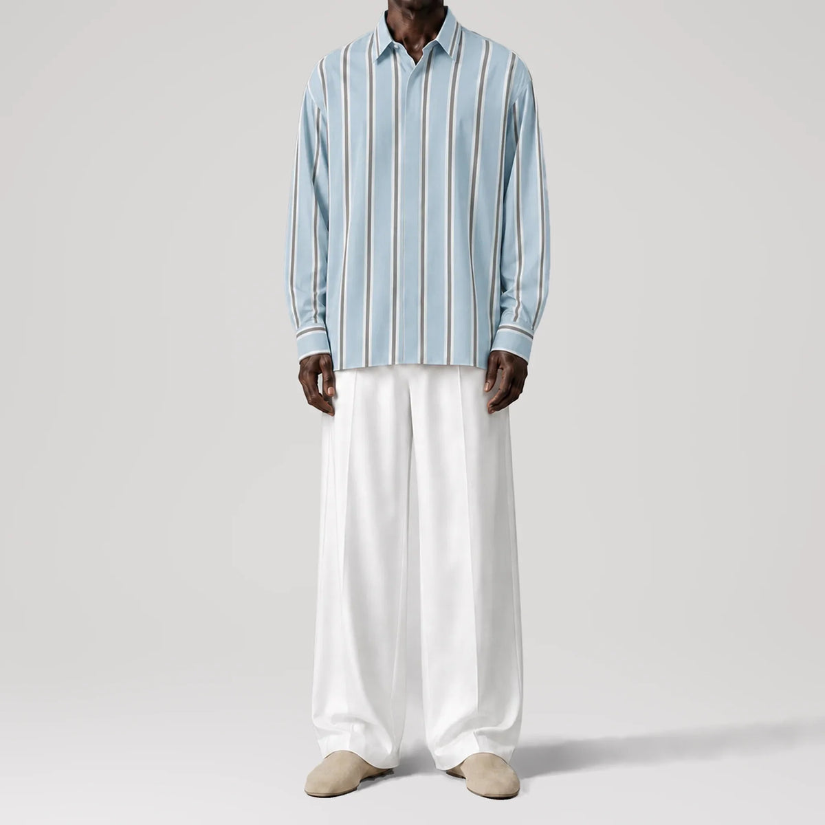 BreathAir Oceanside Stripes Oversized Shirt, front view