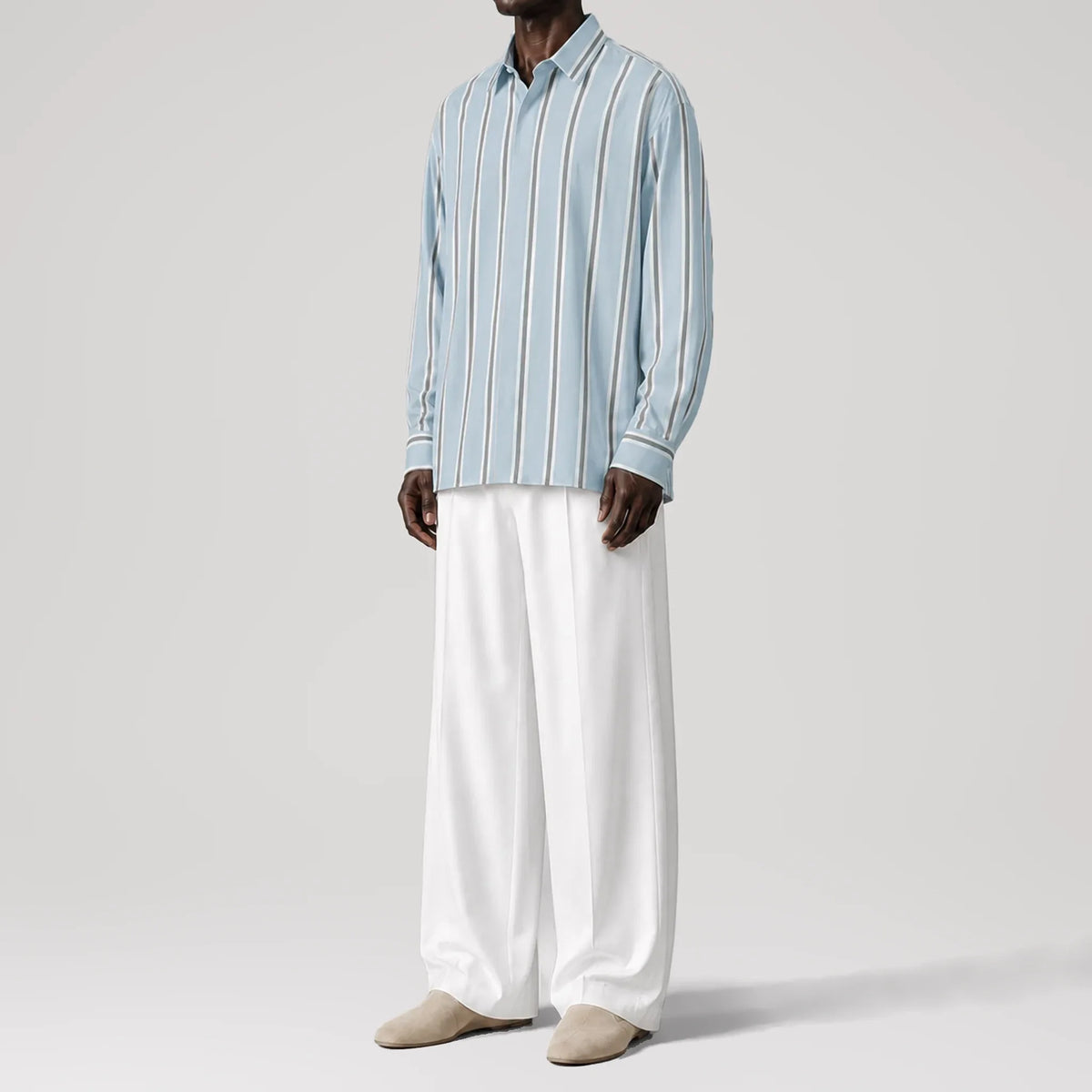 BreathAir Oceanside Stripes Oversized Shirt, side view