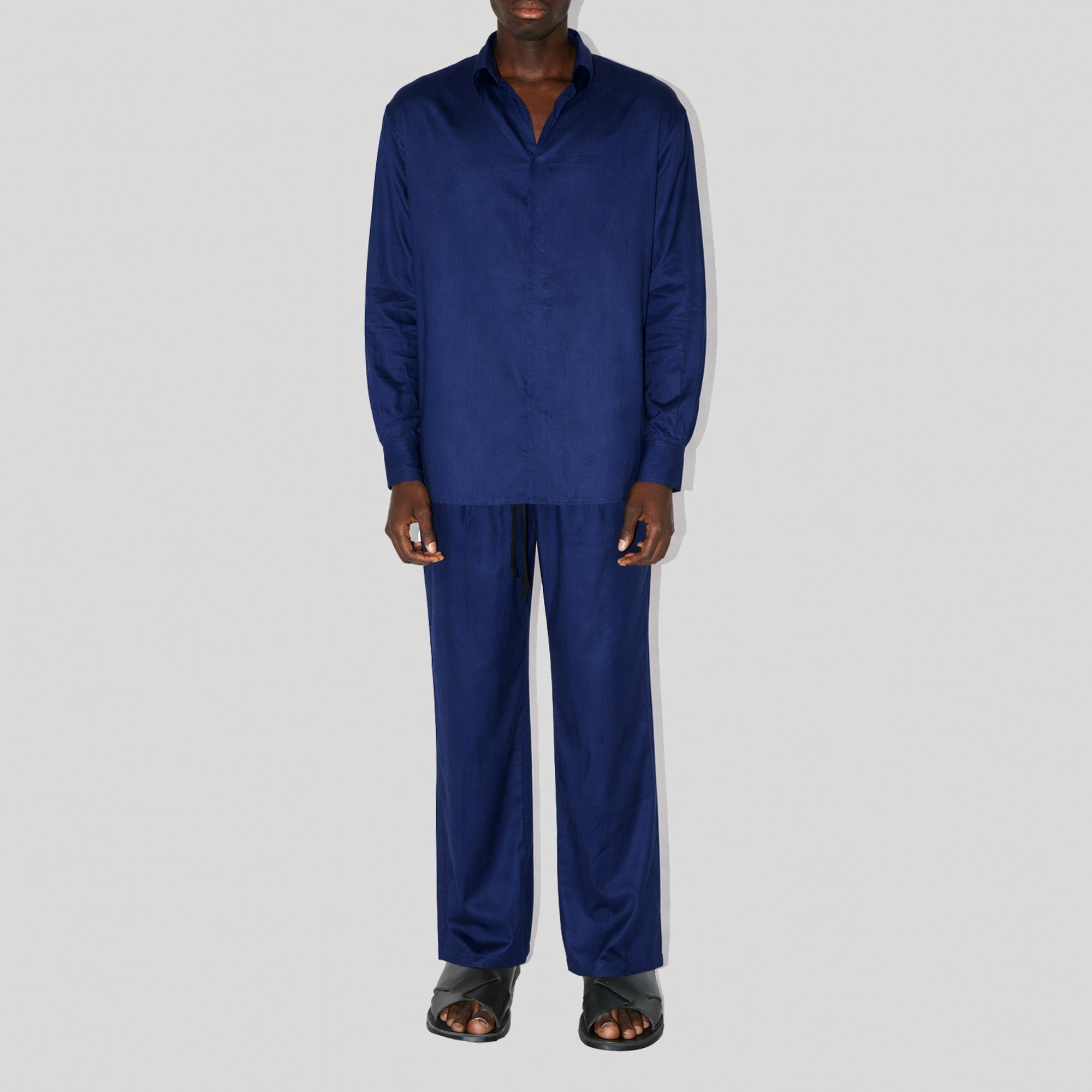 BreathAir Navy Cotton Voile Oversized Shirt