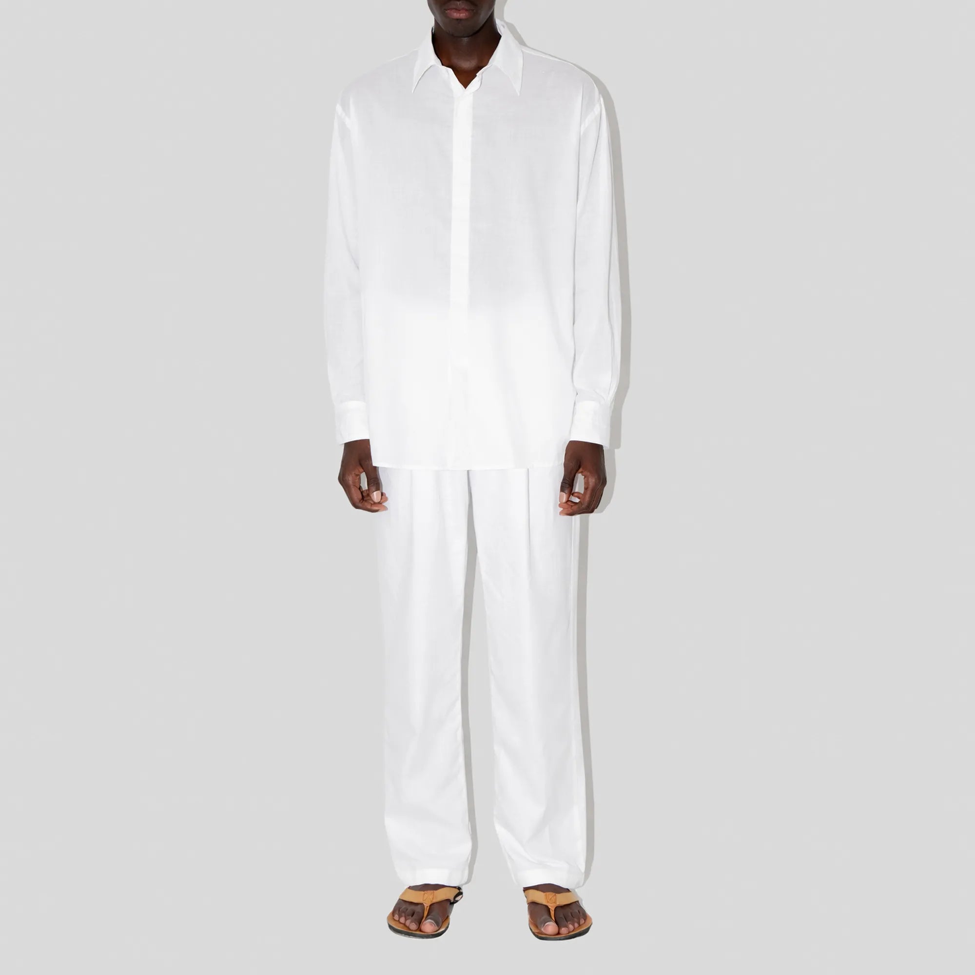 BreathAir White Cotton Voile Oversized Shirt