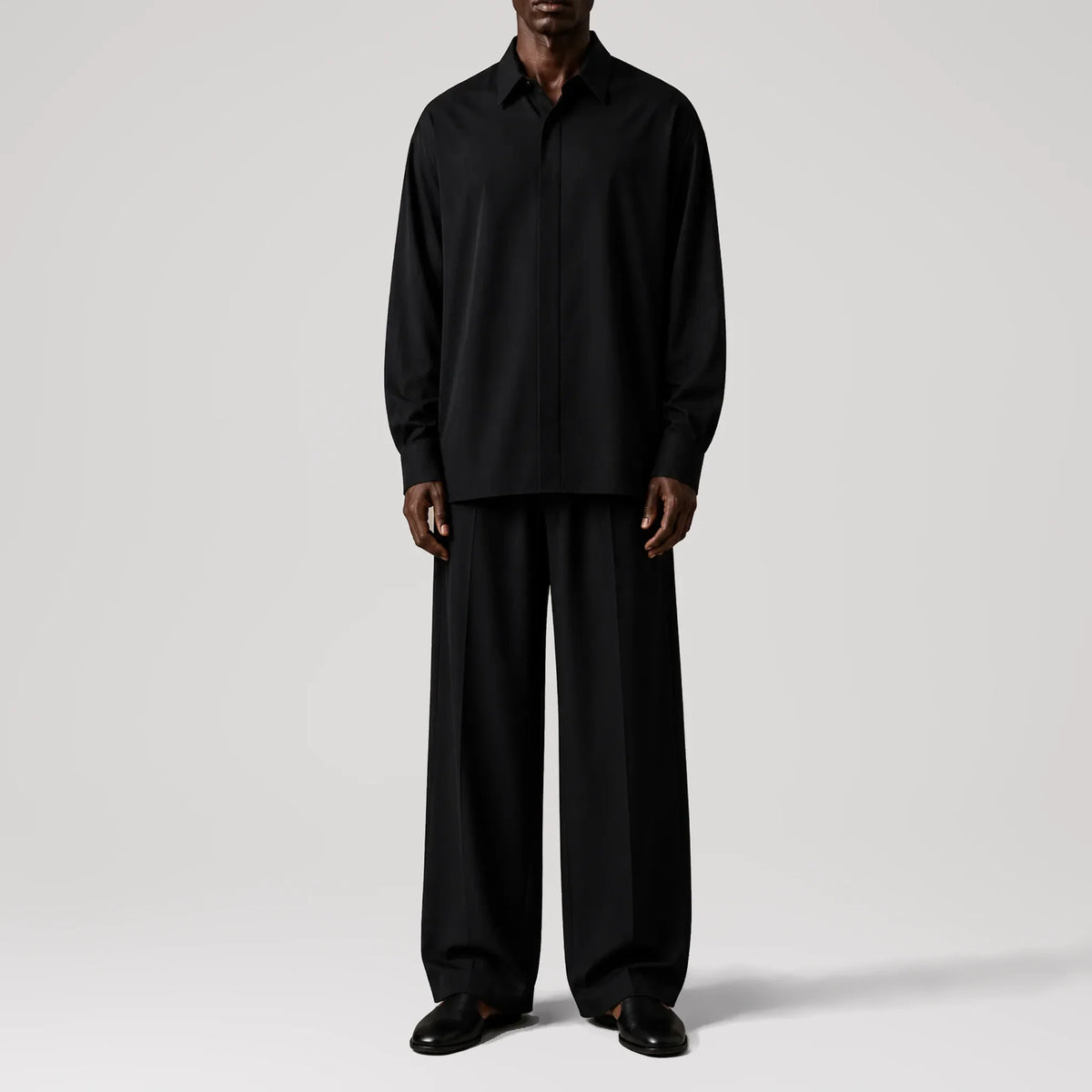 MicroTwill Black Oversized Shirt, front view