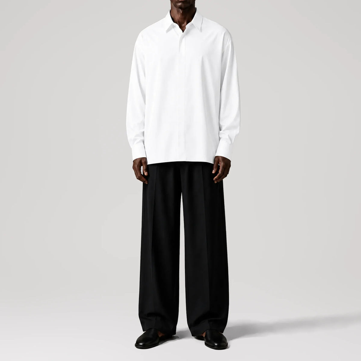 MicroTwill White Oversized Shirt, front view