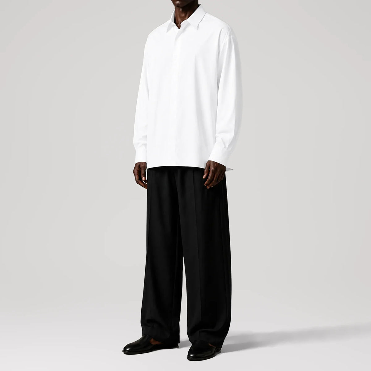 MicroTwill White Oversized Shirt, side view